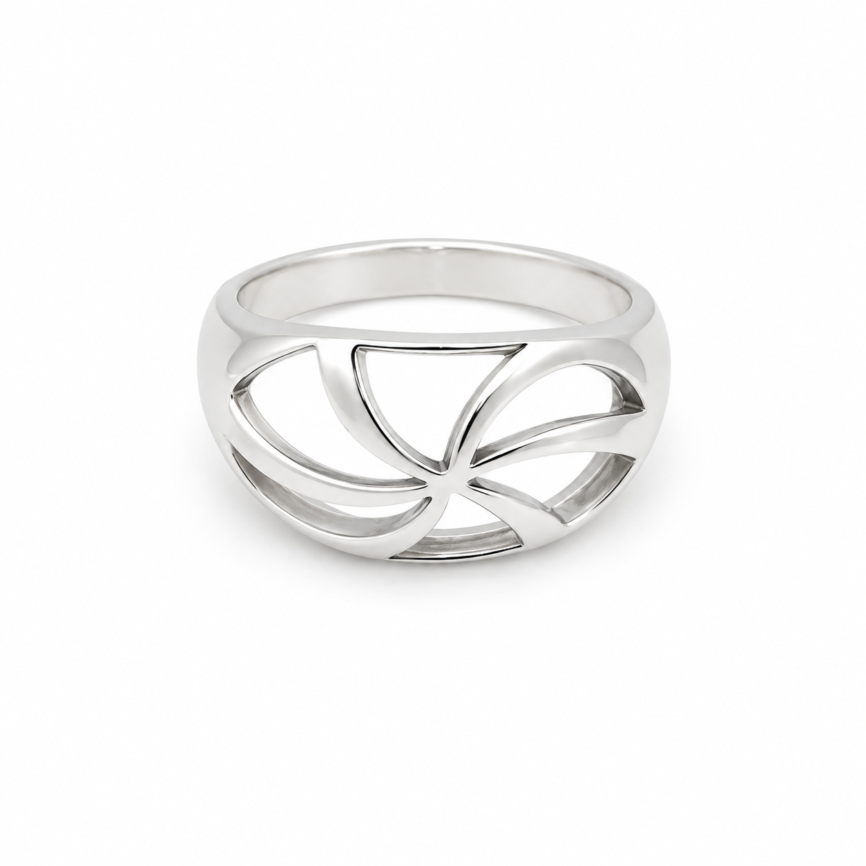 Open Leaf Design Ring – 925 Sterling Silver – OYA by Gemkara view 1