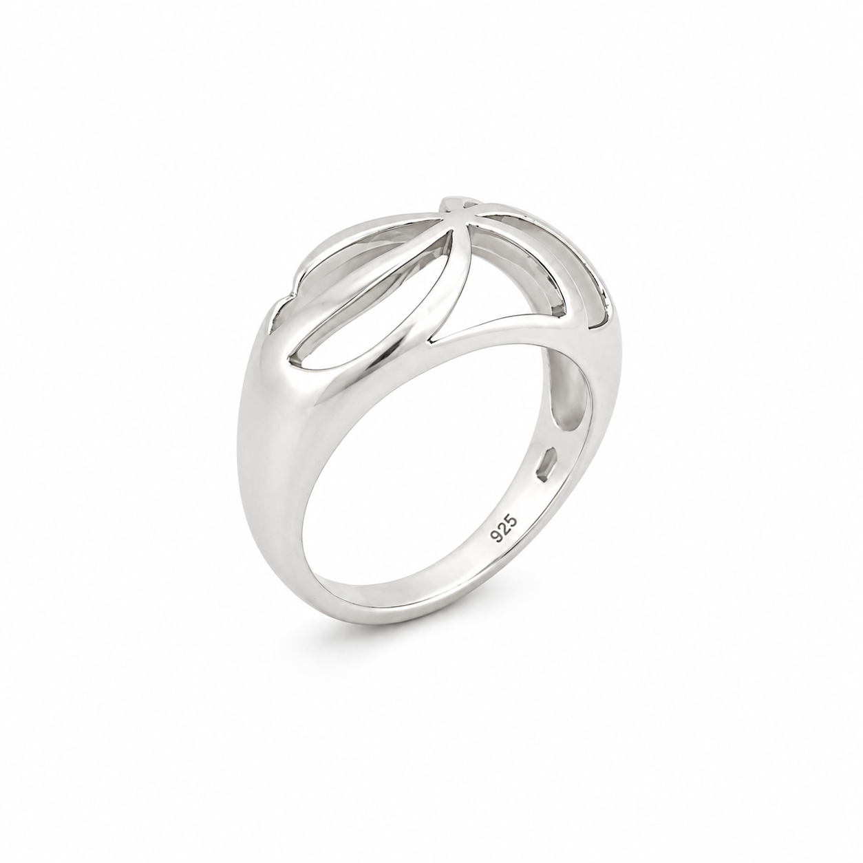 Open Leaf Design Ring – 925 Sterling Silver – OYA by Gemkara view 2
