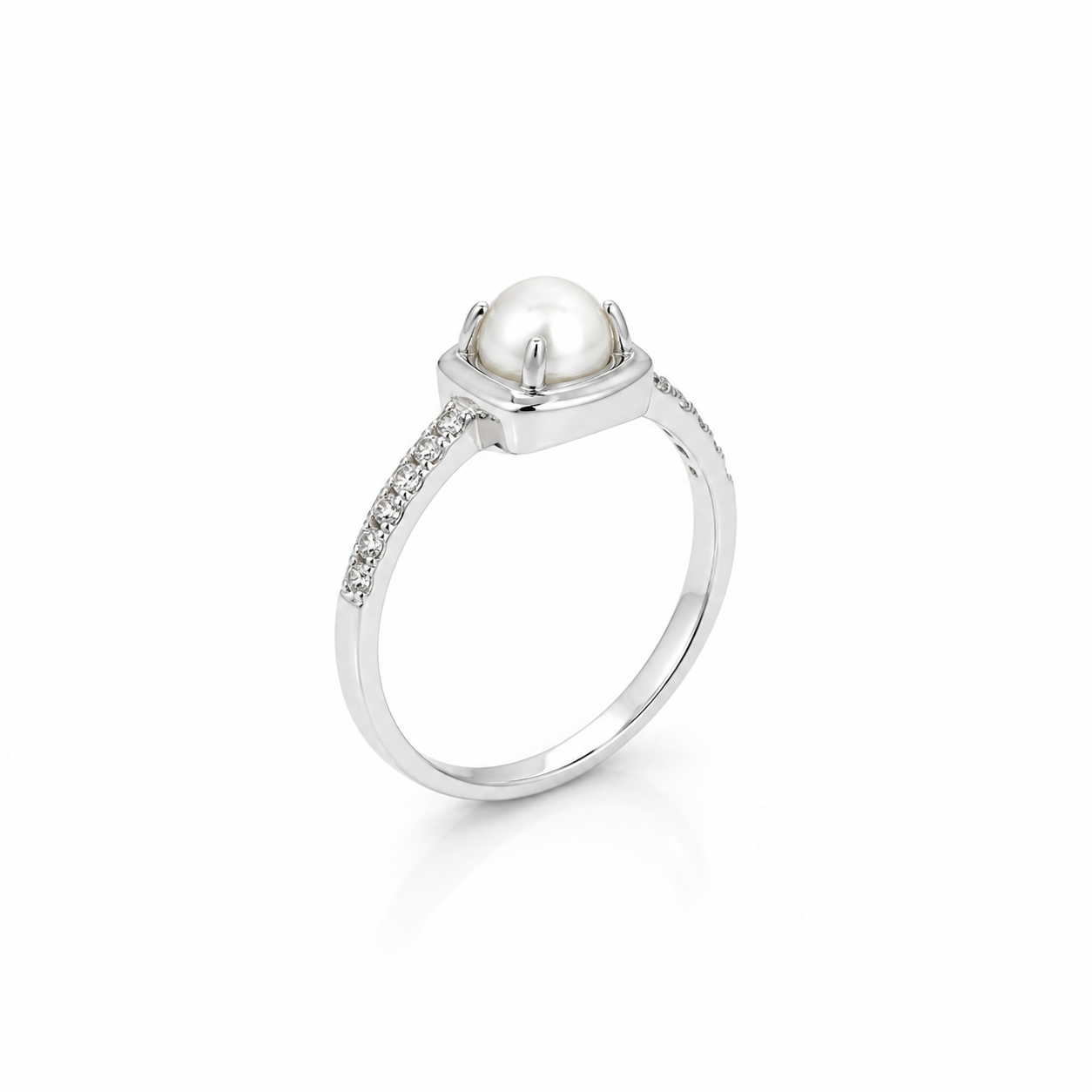 Cushion Pearl Ring – 925 Sterling Silver – OYA by Gemkara view 3