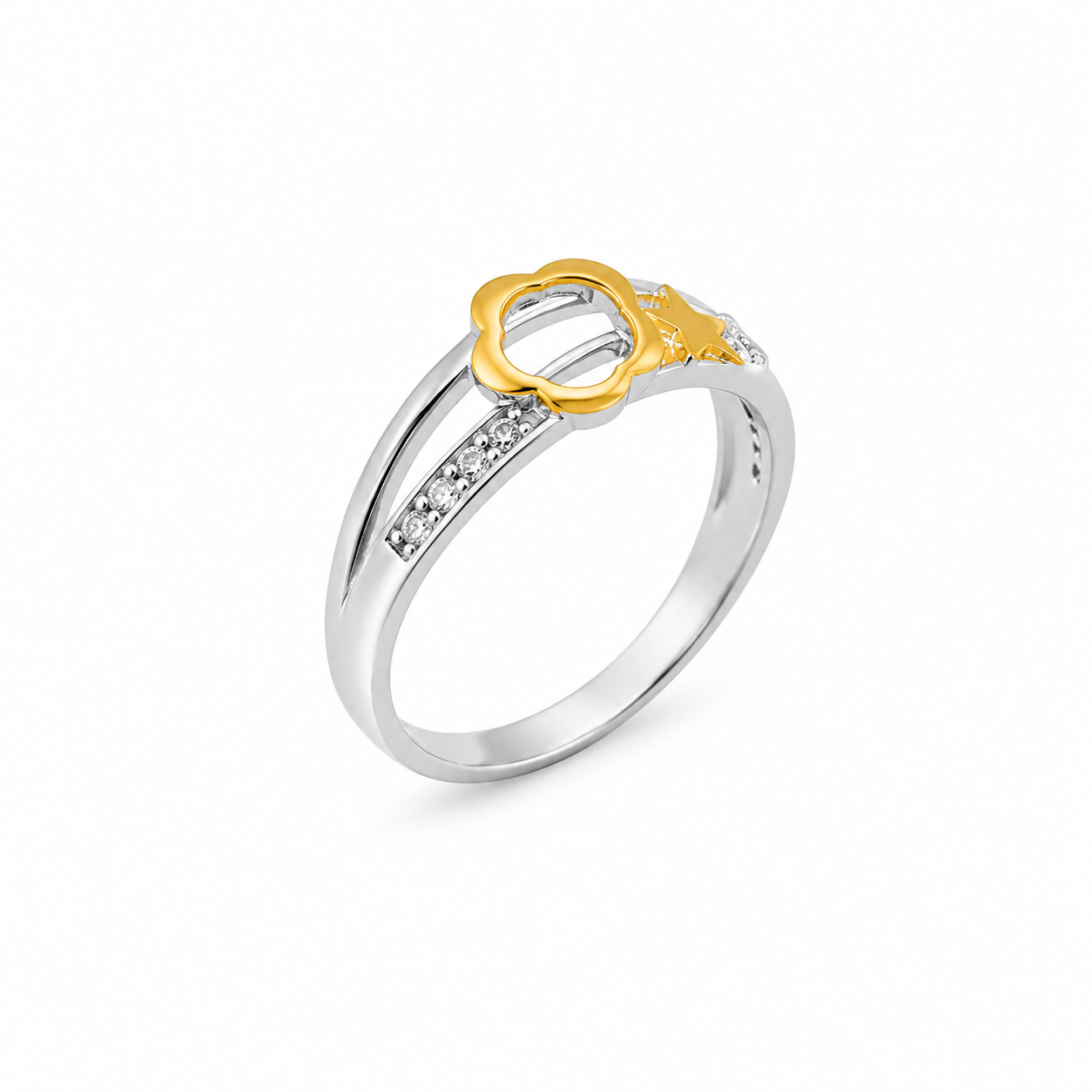 Golden Heart Ring – 925 Sterling Silver – OYA by Gemkara view 2