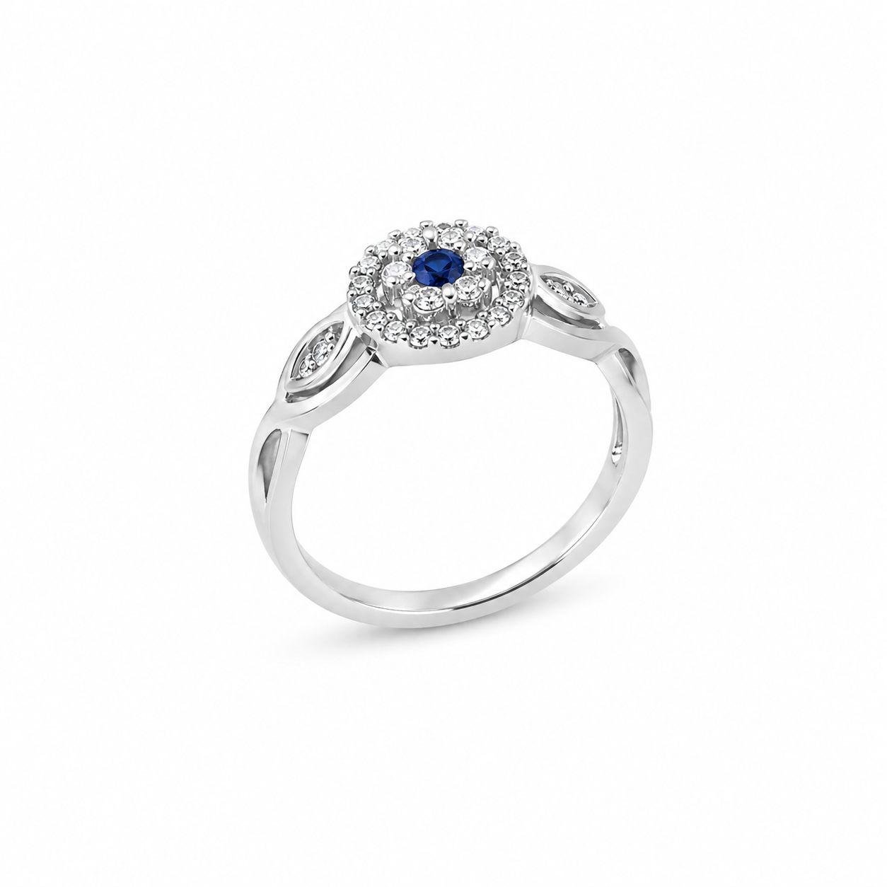 Blue Halo Ring – 925 Sterling Silver – OYA by Gemkara view 3