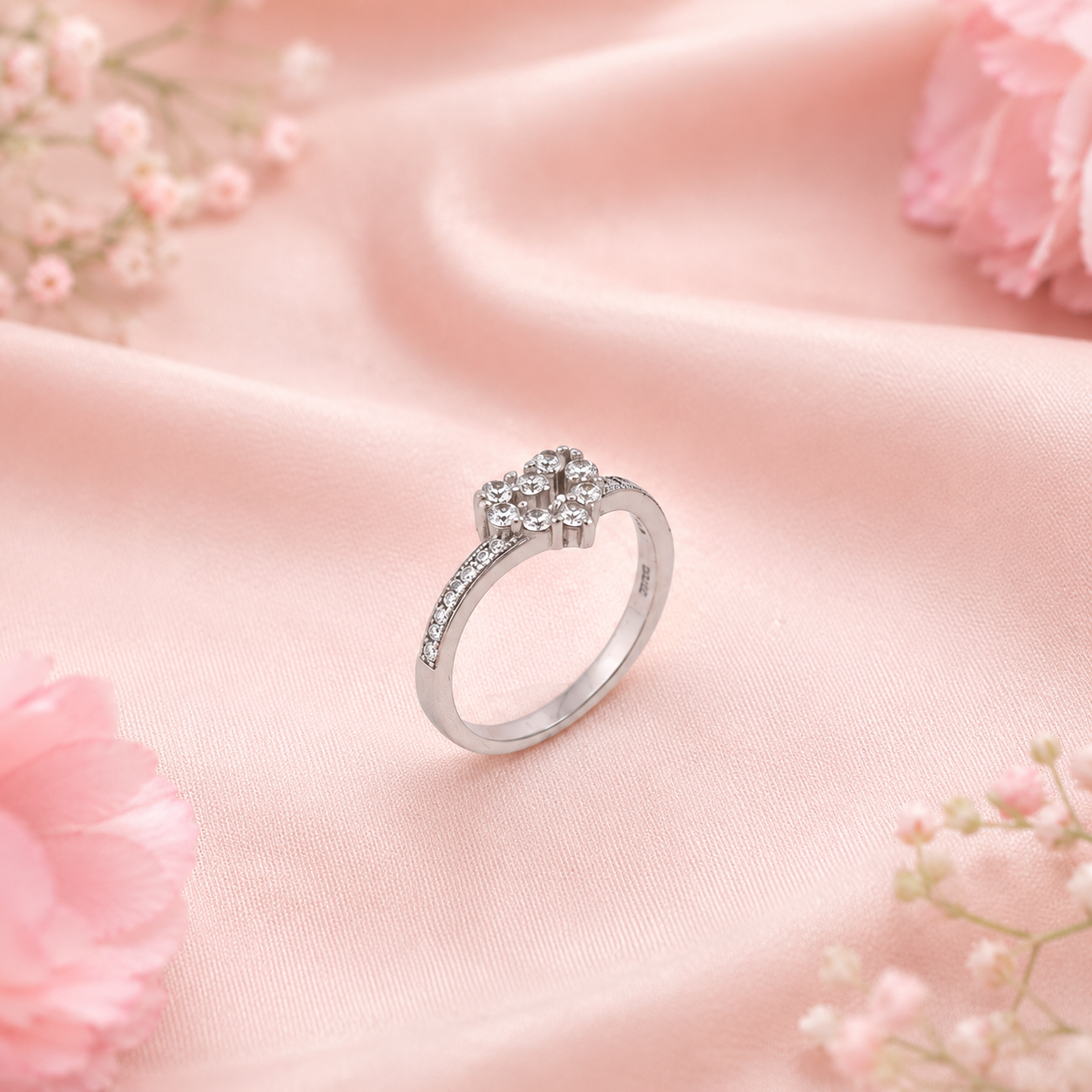 Cluster Diamond Ring – 925 Sterling Silver – OYA by Gemkara view 3