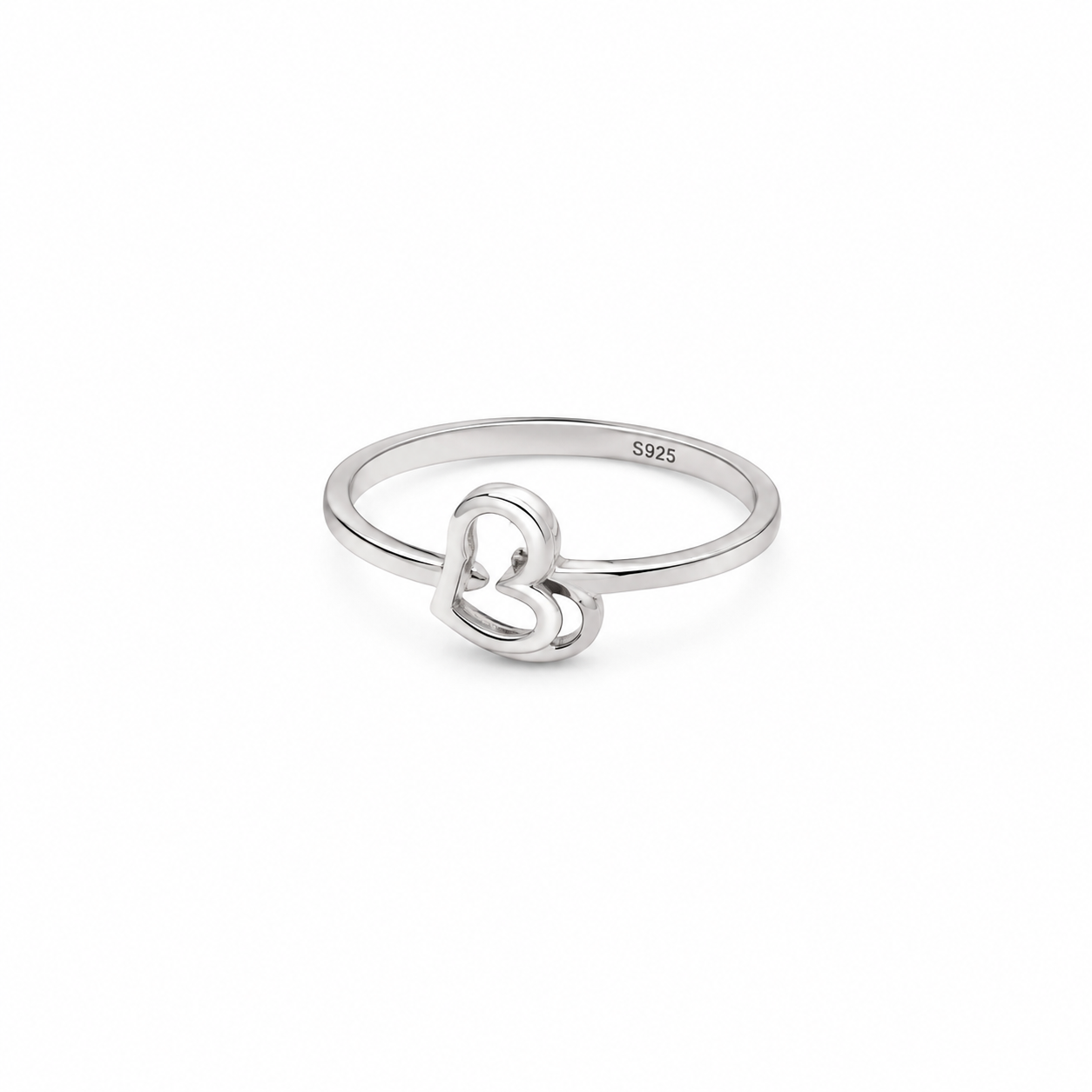 Interlocking Heart Ring – 925 Sterling Silver – OYA by Gemkara view 4