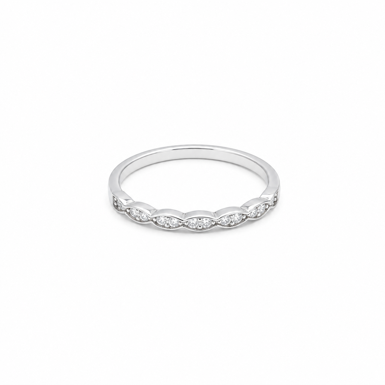 Marquise Diamond Band Ring – 925 Sterling Silver – OYA by Gemkara view 1