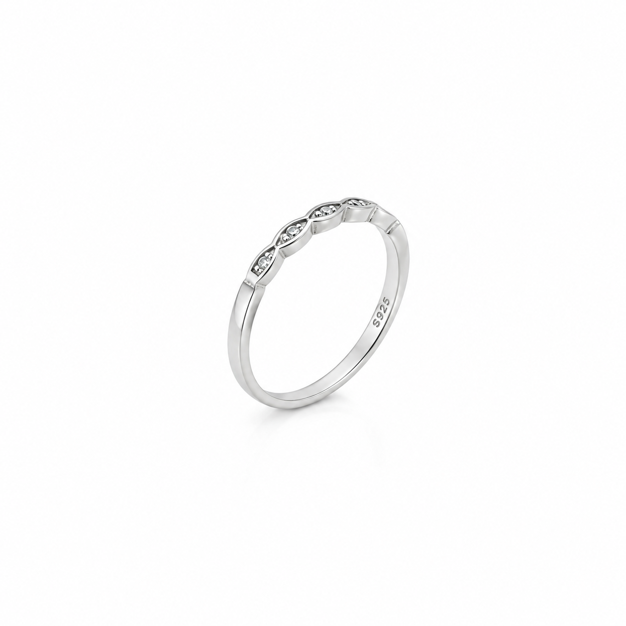 Marquise Diamond Band Ring – 925 Sterling Silver – OYA by Gemkara view 3