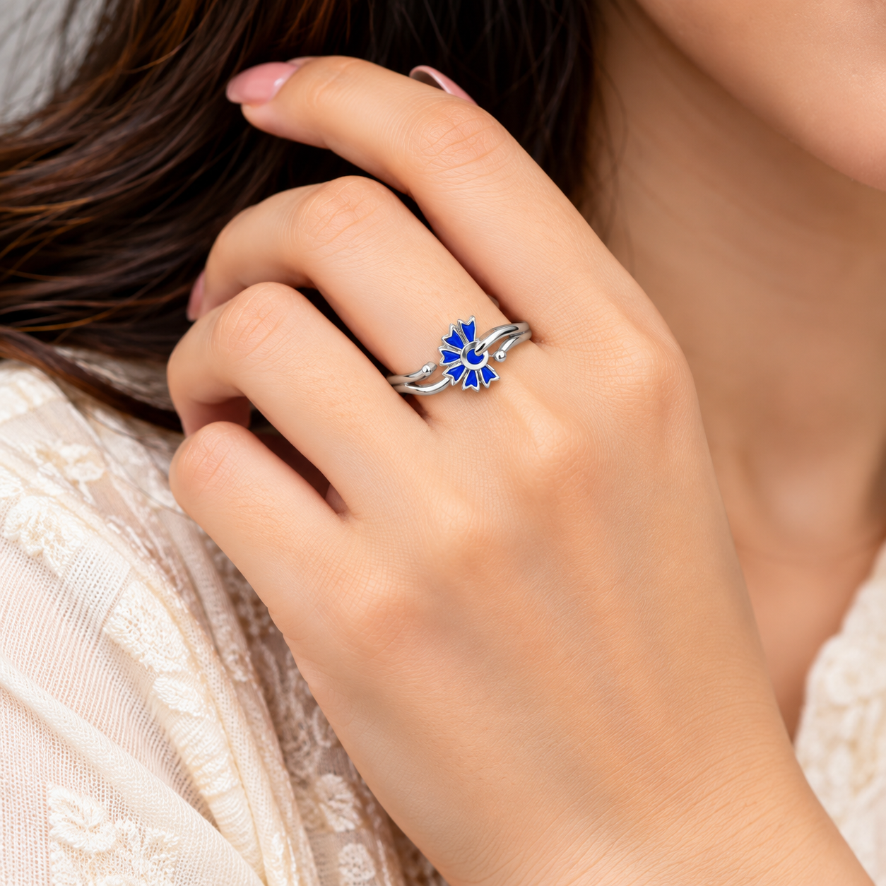 Sun & Moon Ring – 925 Sterling Silver – OYA by Gemkara view 2