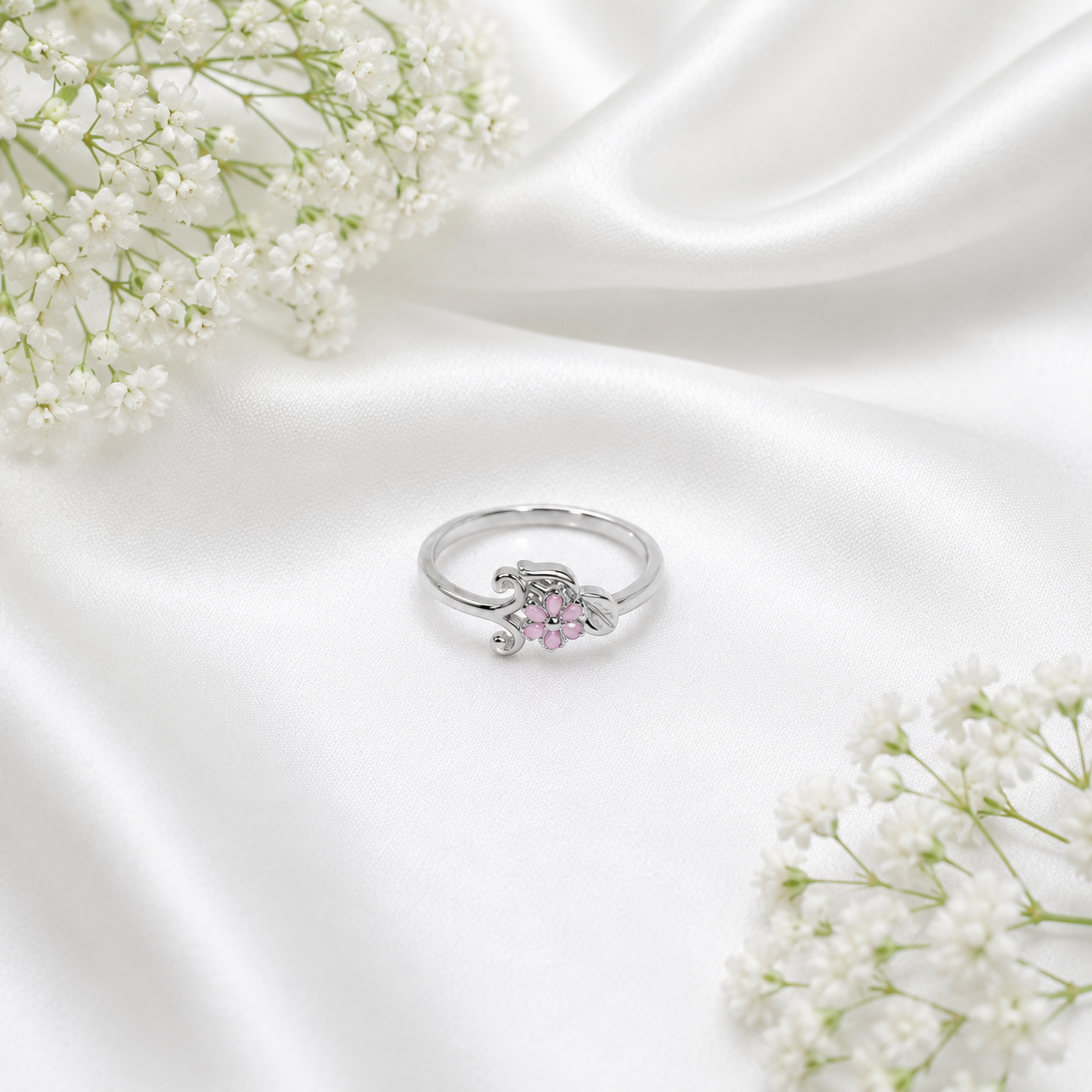 Cherry Blossom Ring – 925 Sterling Silver – OYA by Gemkara view 4