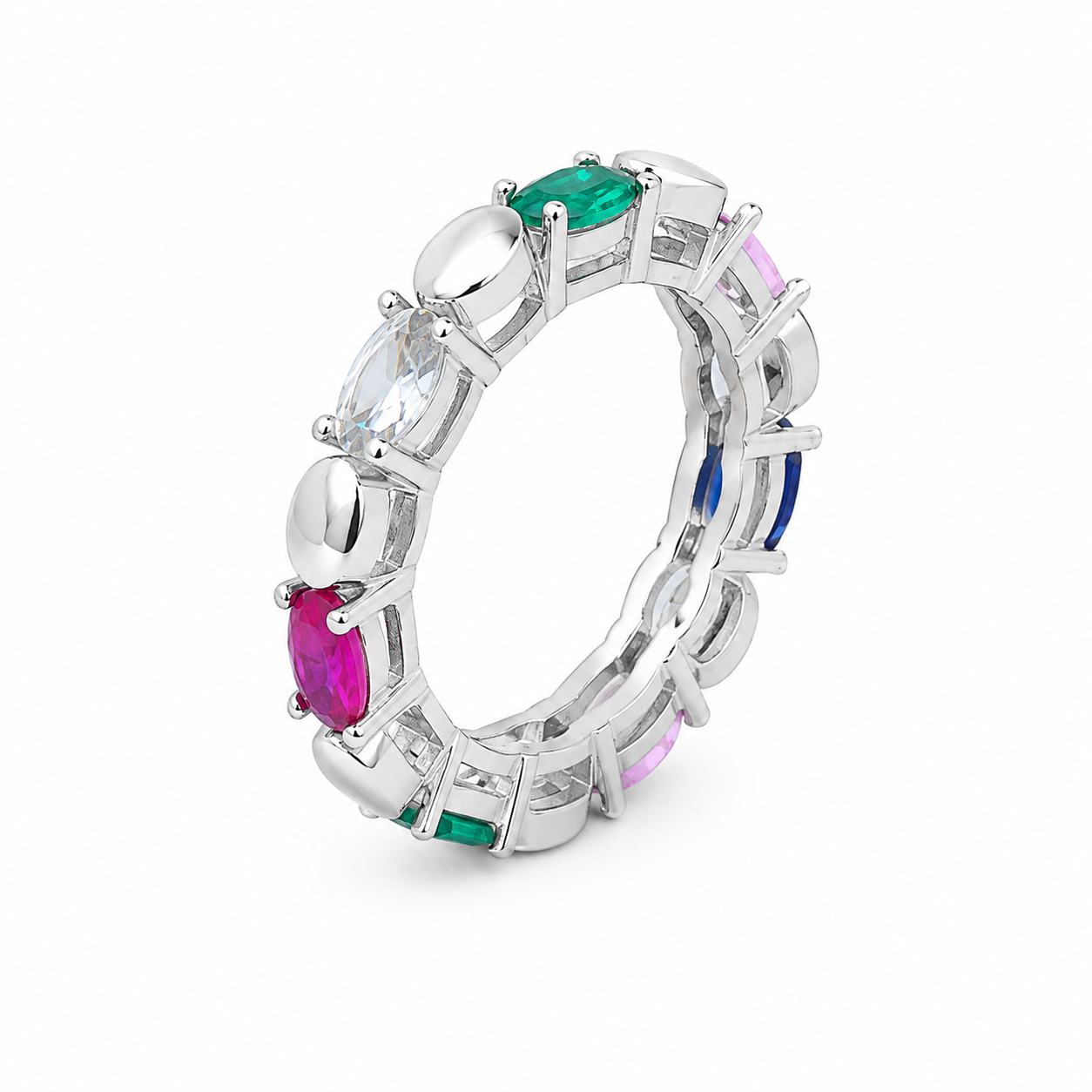 Carnival Eternity Ring – 925 Sterling Silver – OYA by Gemkara view 2