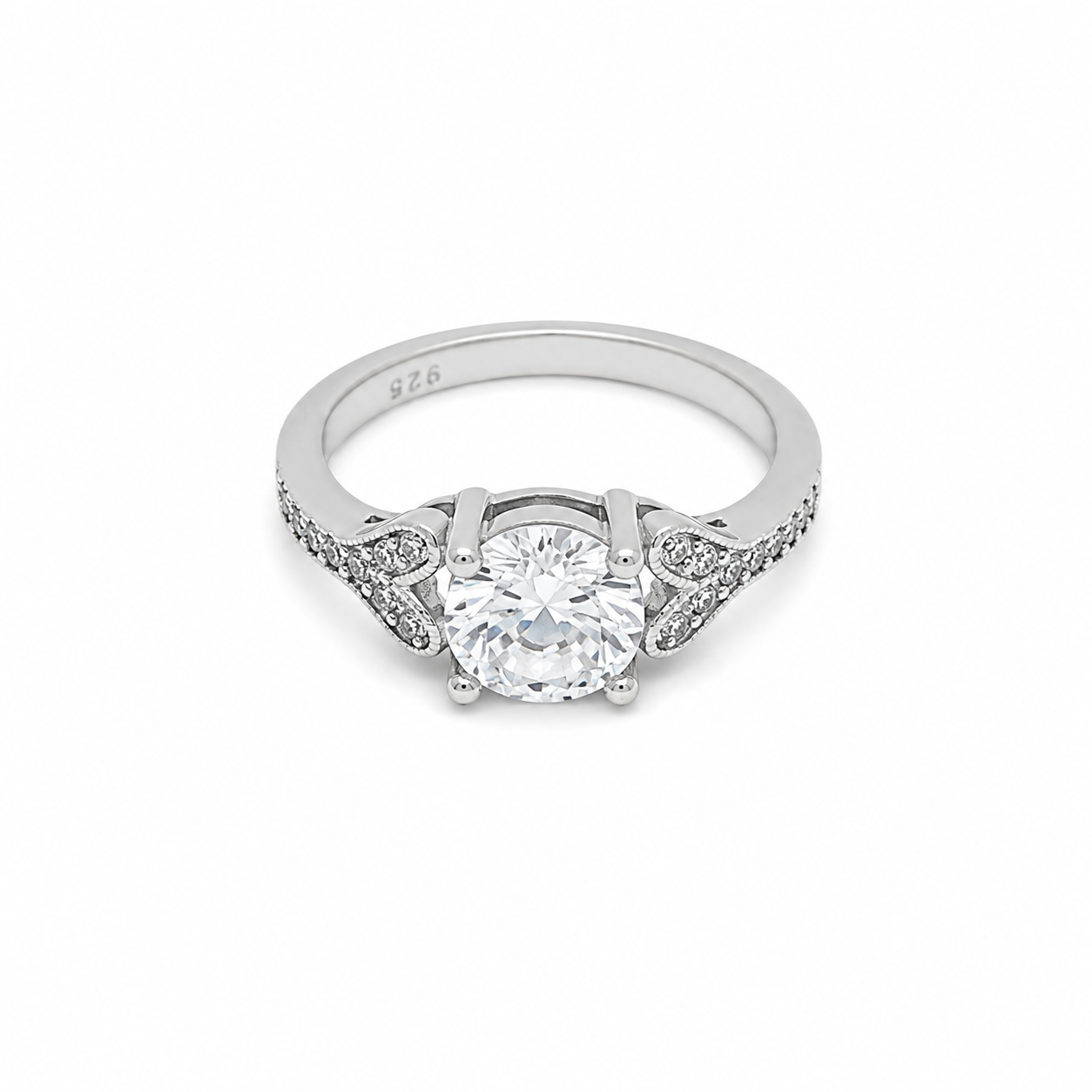Round Solitaire Ring – 925 Sterling Silver – OYA by Gemkara view 1