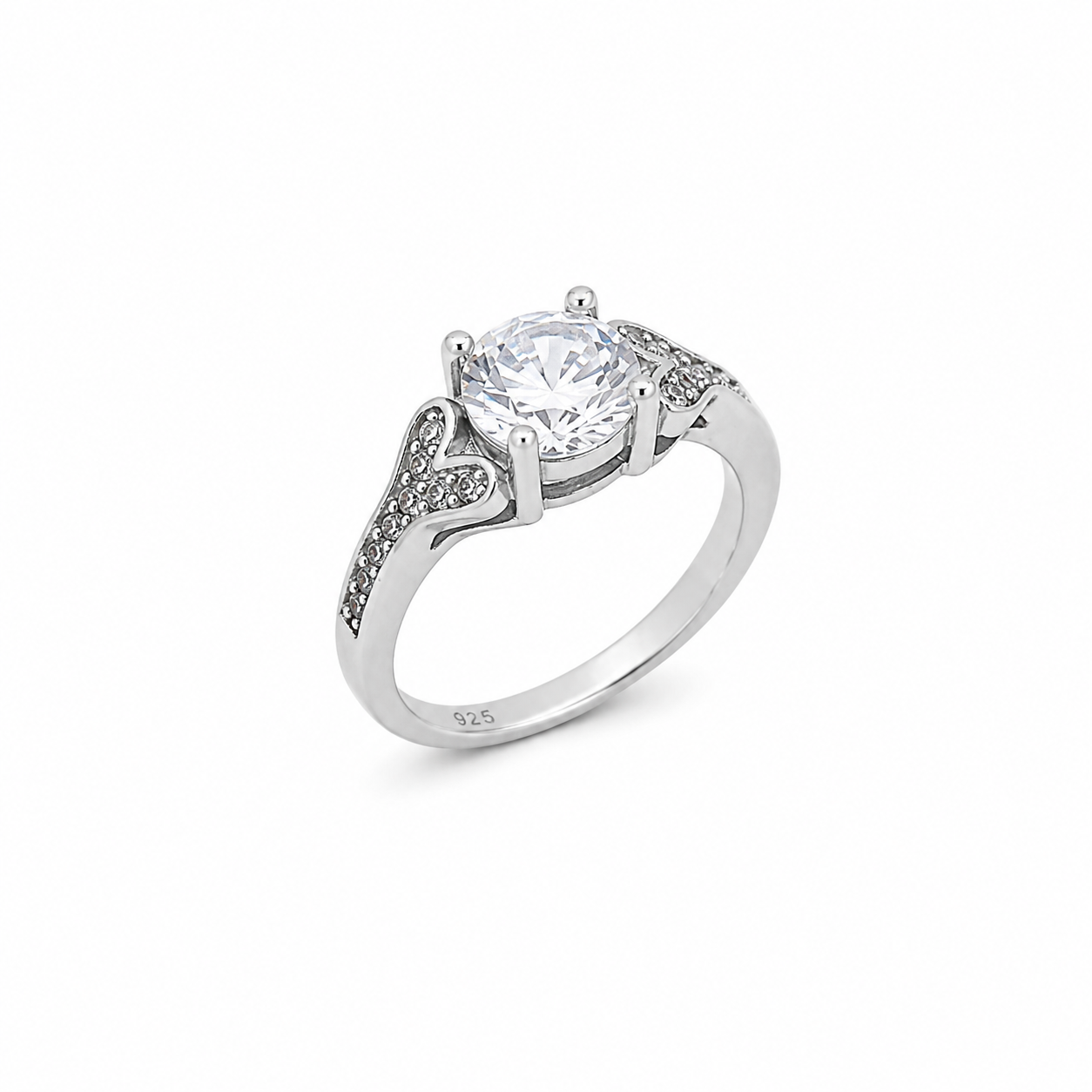 Round Solitaire Ring – 925 Sterling Silver – OYA by Gemkara view 3