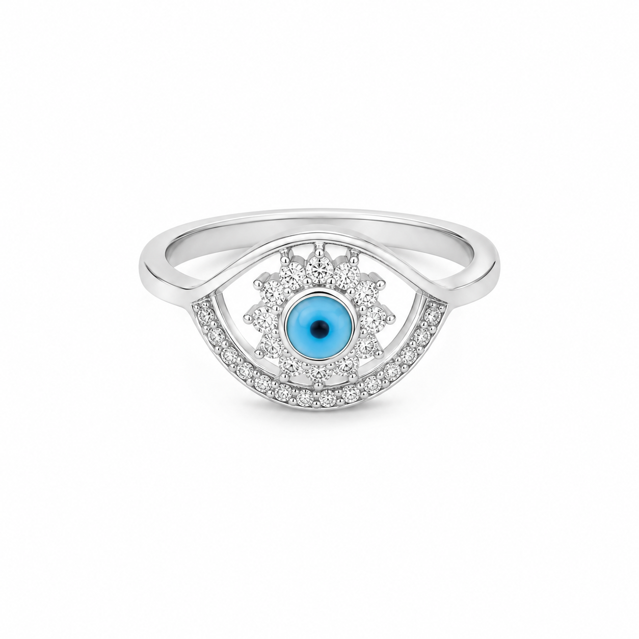Evil Eye Ring – 925 Sterling Silver – OYA by Gemkara view 1
