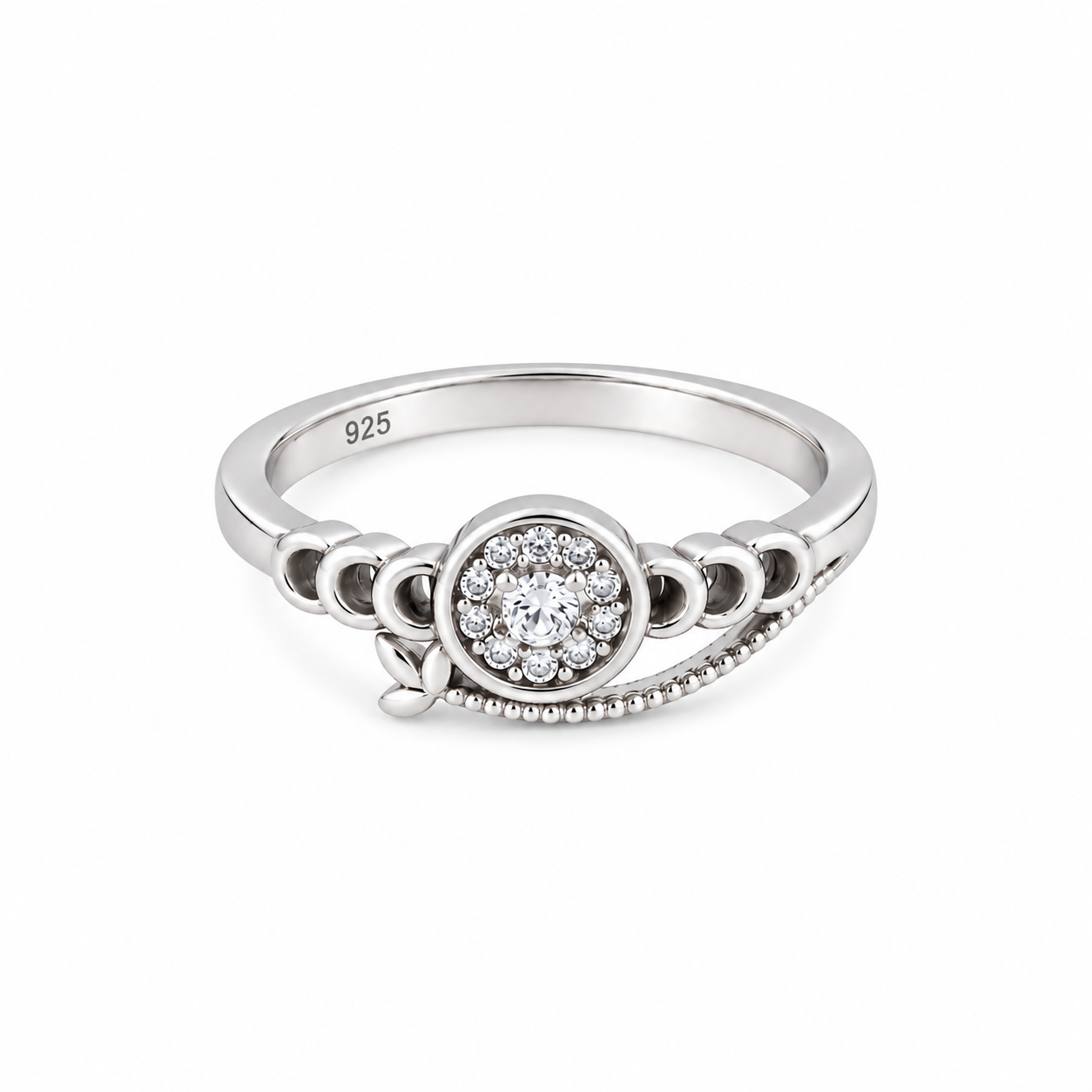 Floral Halo Ring – 925 Sterling Silver – OYA by Gemkara view 1