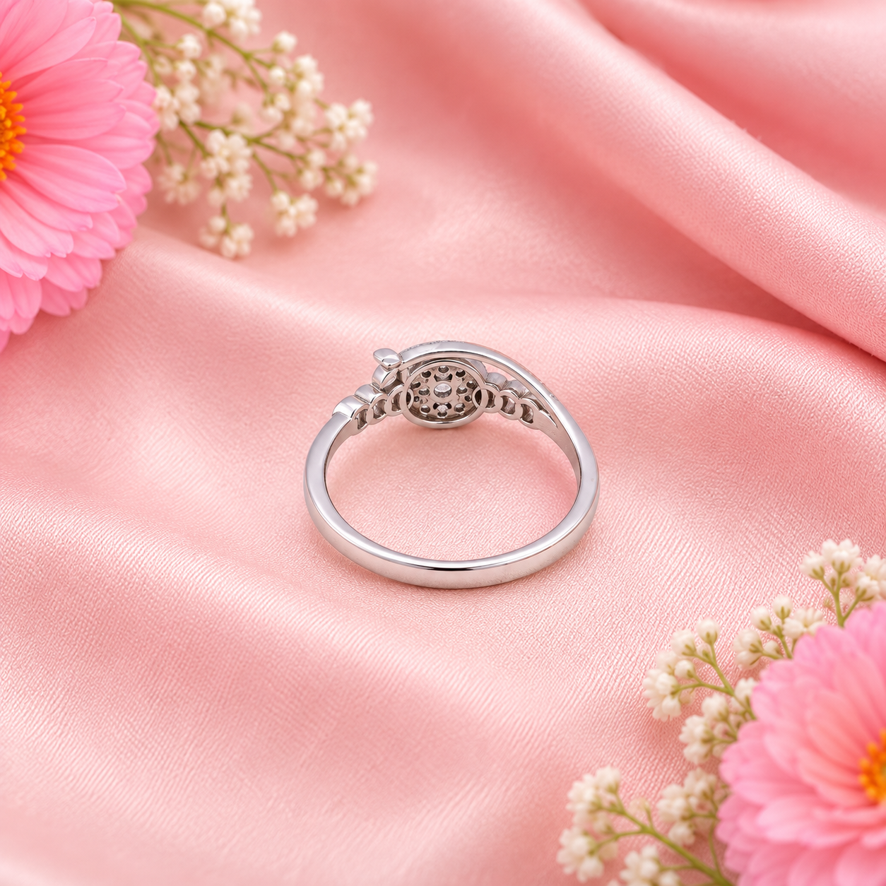 Floral Halo Ring – 925 Sterling Silver – OYA by Gemkara view 4