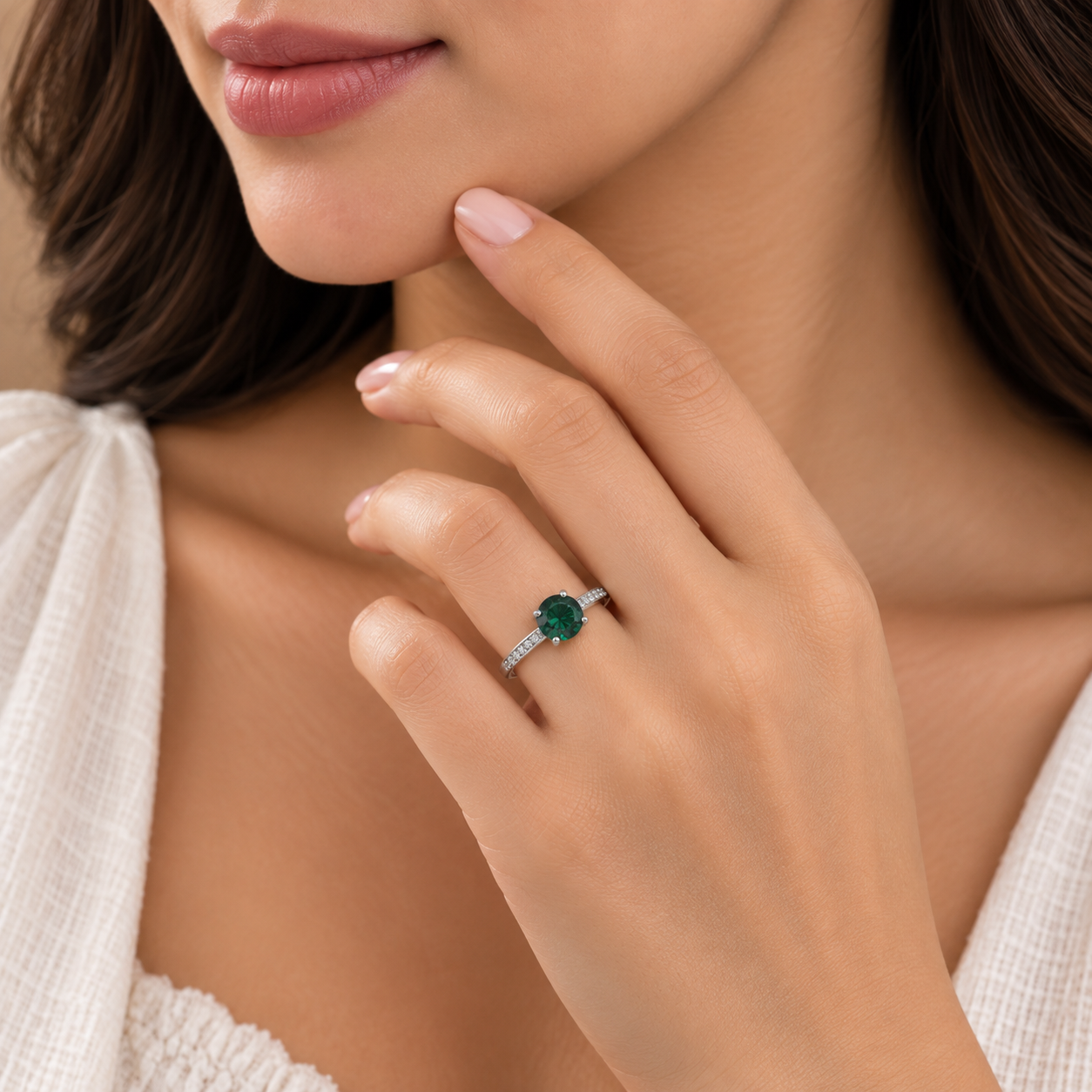 Emerald Ring – 925 Sterling Silver – OYA by Gemkara view 2