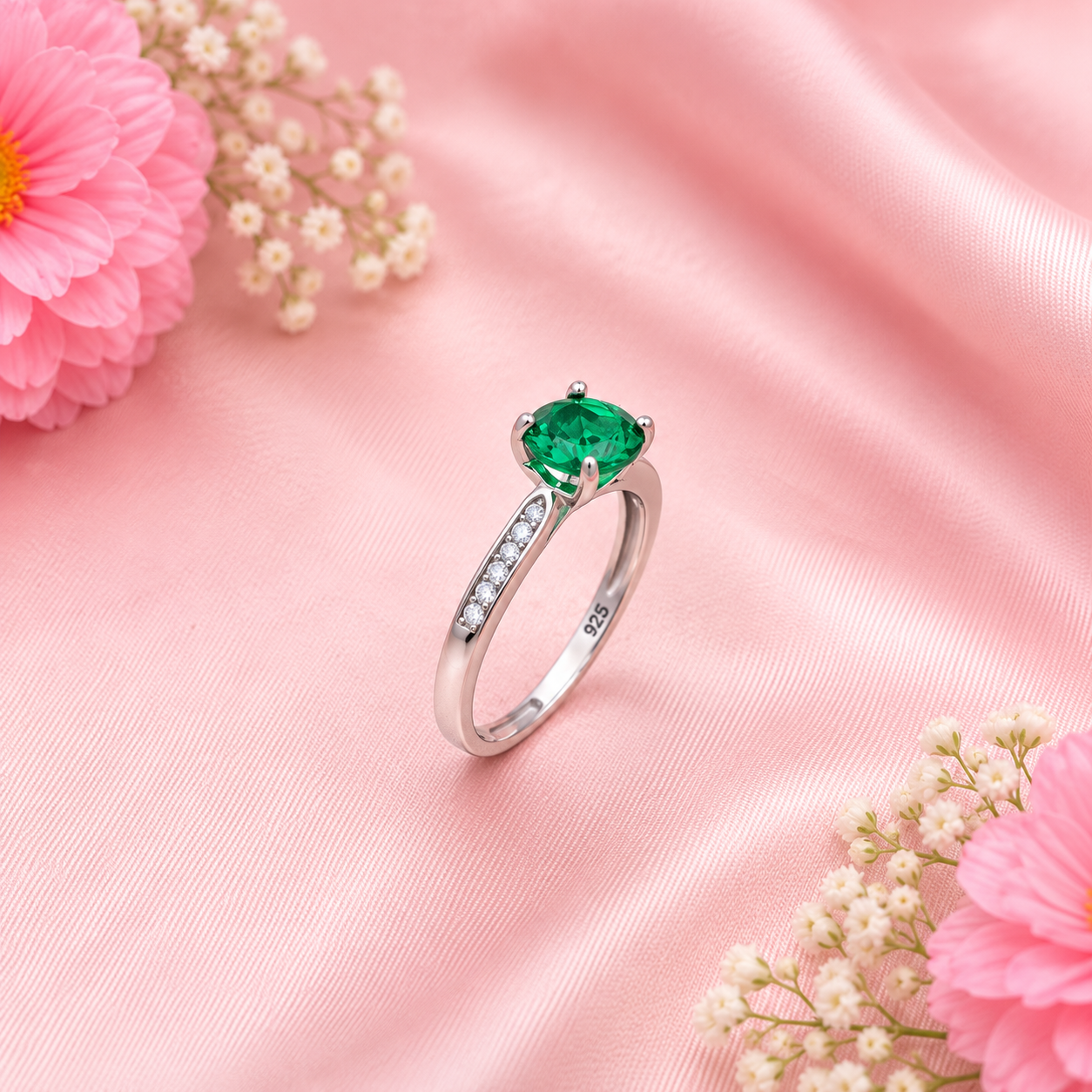 Emerald Ring – 925 Sterling Silver – OYA by Gemkara view 3
