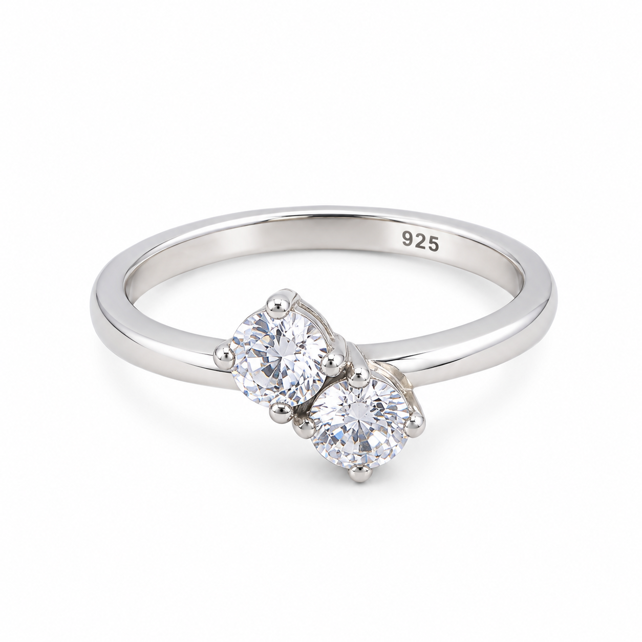 Double Stone Ring – 925 Sterling Silver – OYA by Gemkara view 1
