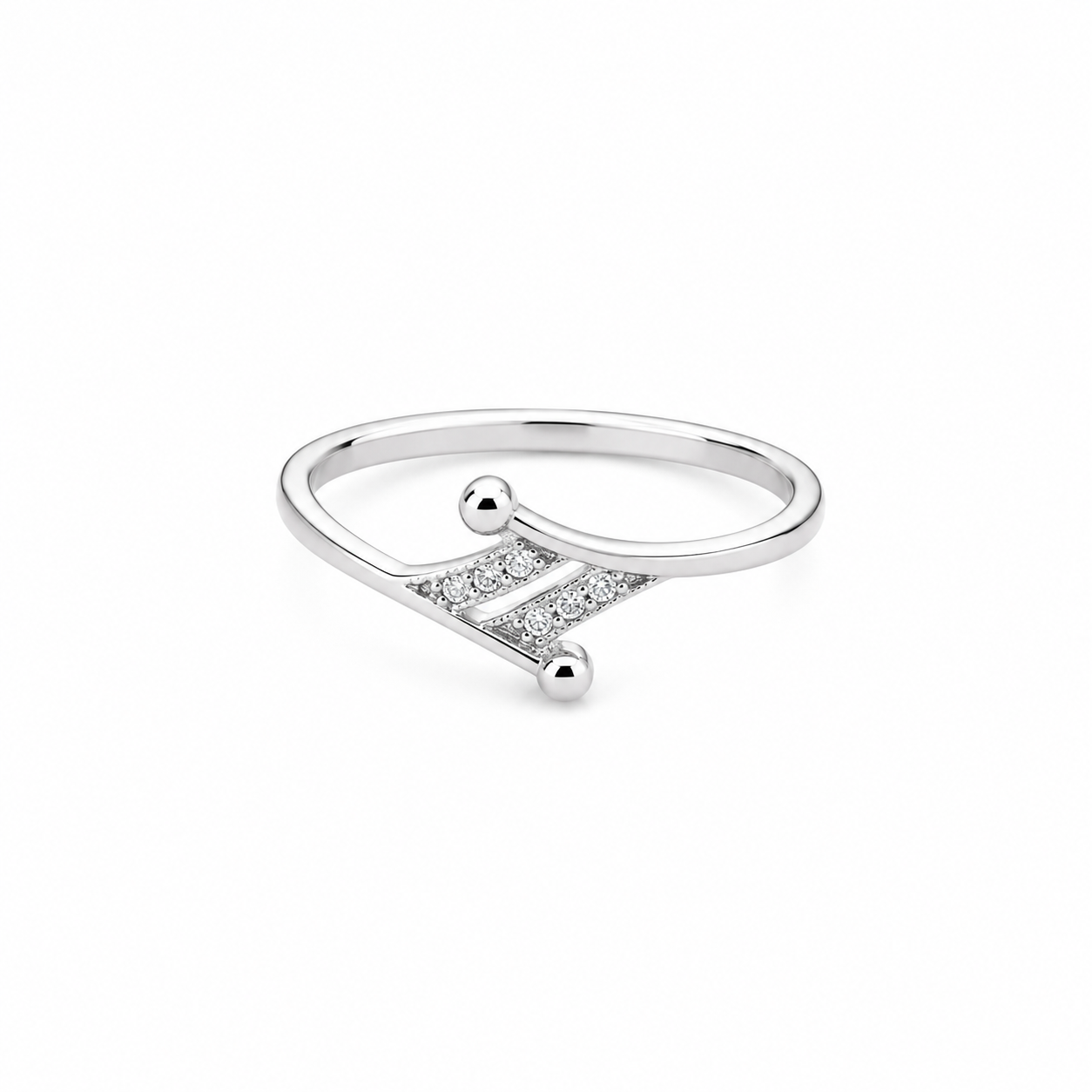 Chevron Open Ring – 925 Sterling Silver – OYA by Gemkara view 1