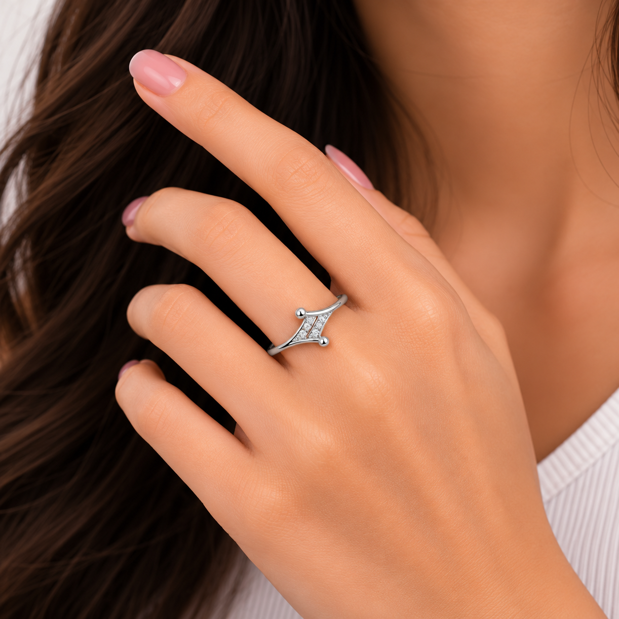Chevron Open Ring – 925 Sterling Silver – OYA by Gemkara view 2