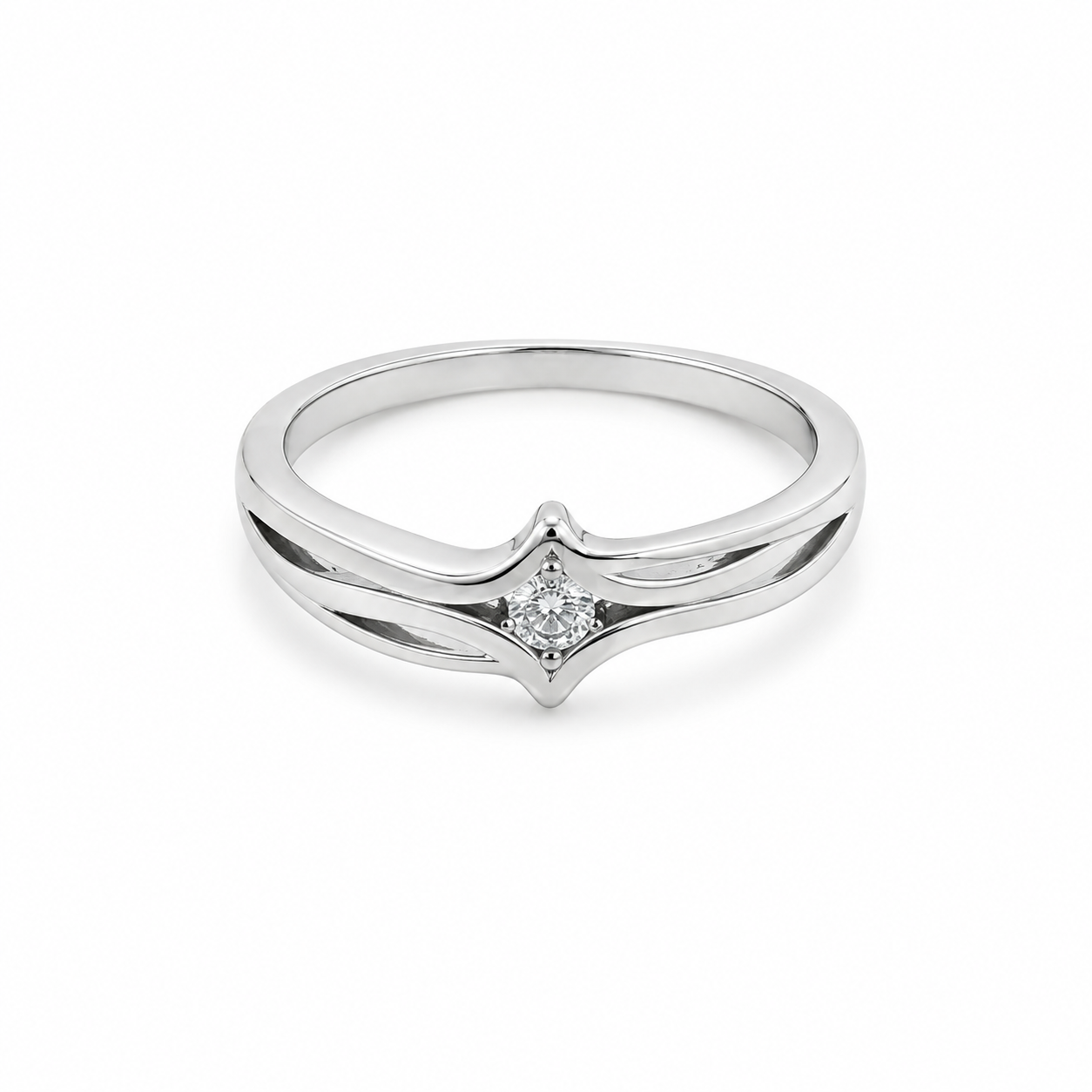 Wave Diamond Ring – 925 Sterling Silver – OYA by Gemkara view 1