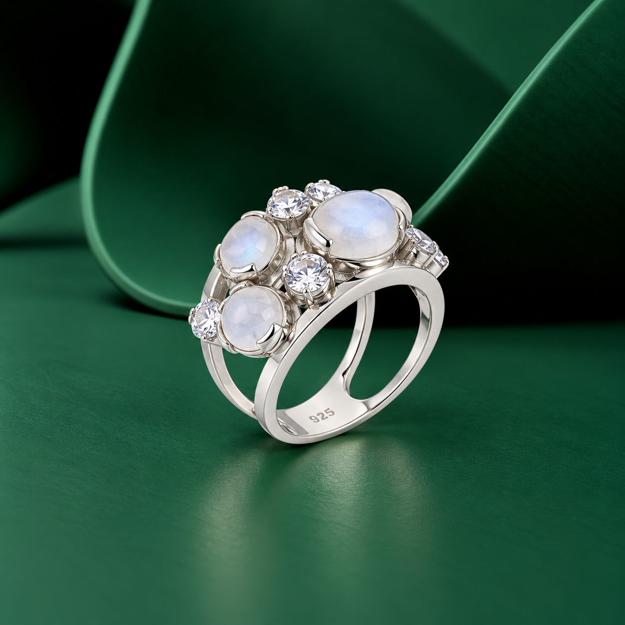 White Stone Cluster Ring – 925 Sterling Silver – OYA by Gemkara view 3