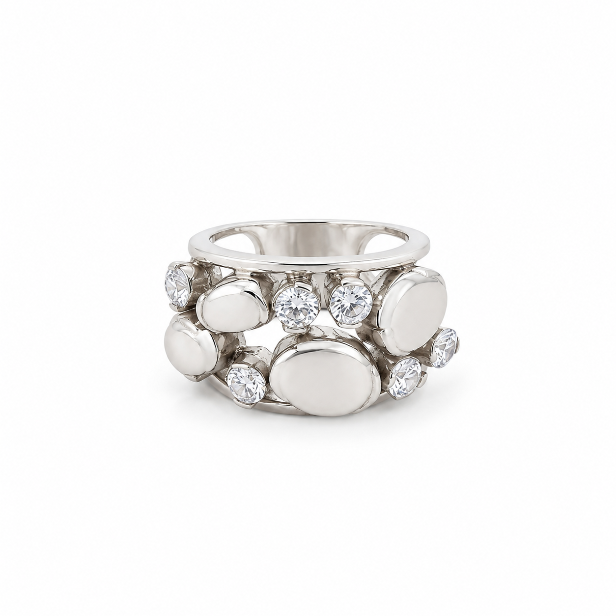 White Stone Cluster Ring