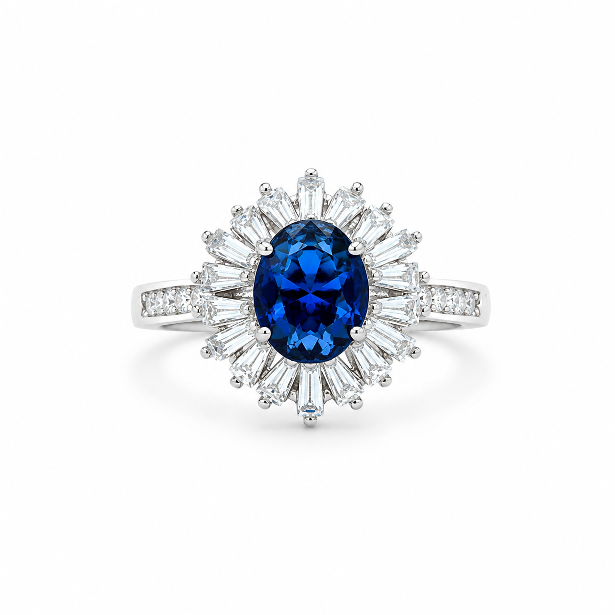 Blue Sapphire Ballerina Silver Ring – OYA by Gemkara view 1