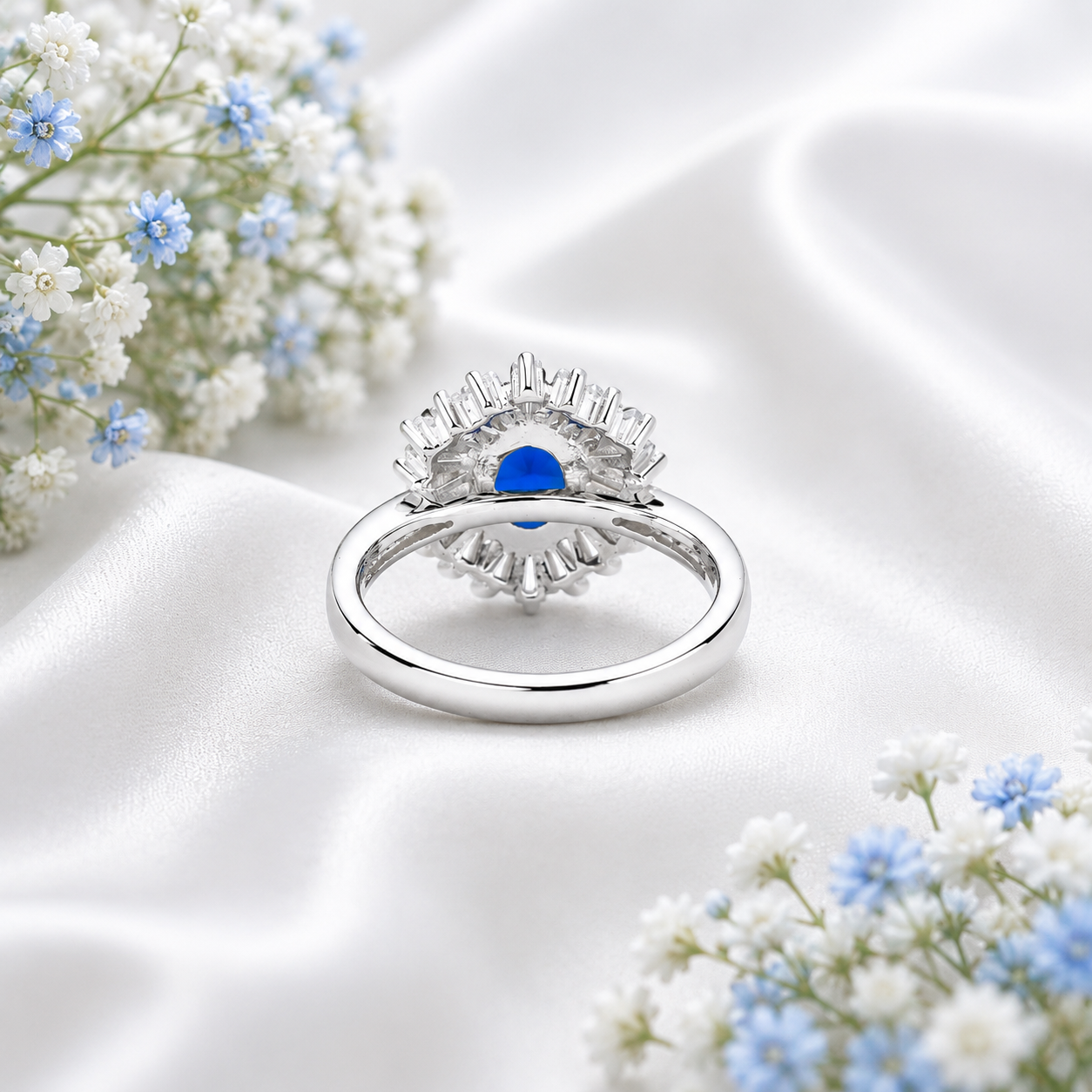 Blue Sapphire Ballerina Silver Ring – OYA by Gemkara view 4