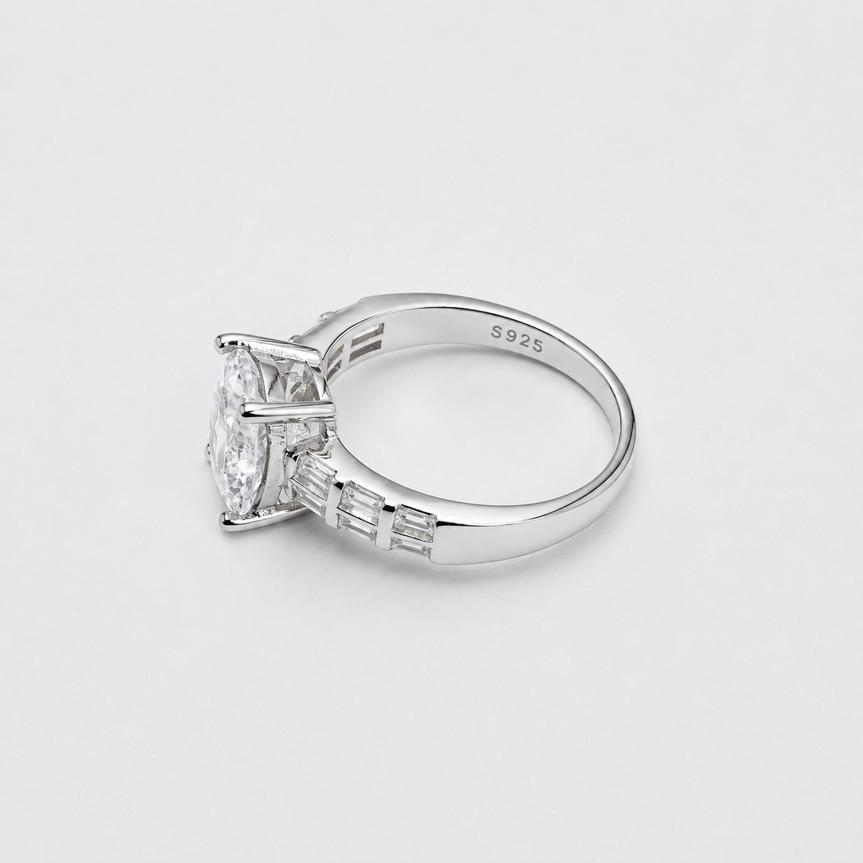 Radiant Solitaire Ring – 925 Sterling Silver – OYA by Gemkara view 2