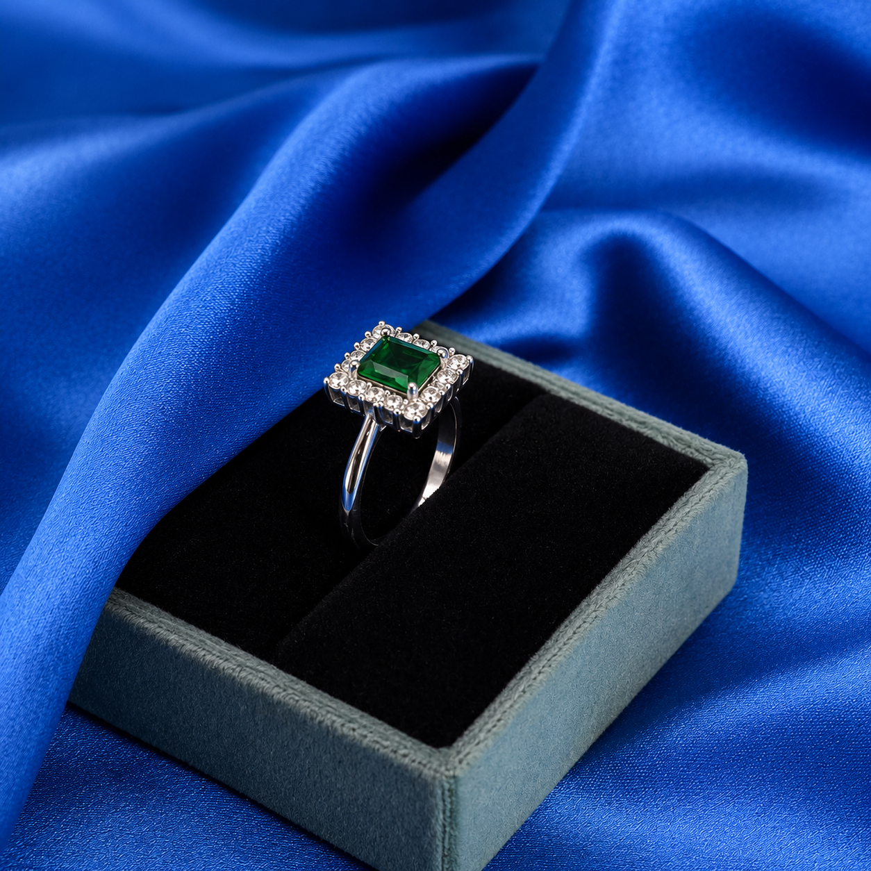 Royal Emerald Ring – 925 Sterling Silver – OYA by Gemkara view 4