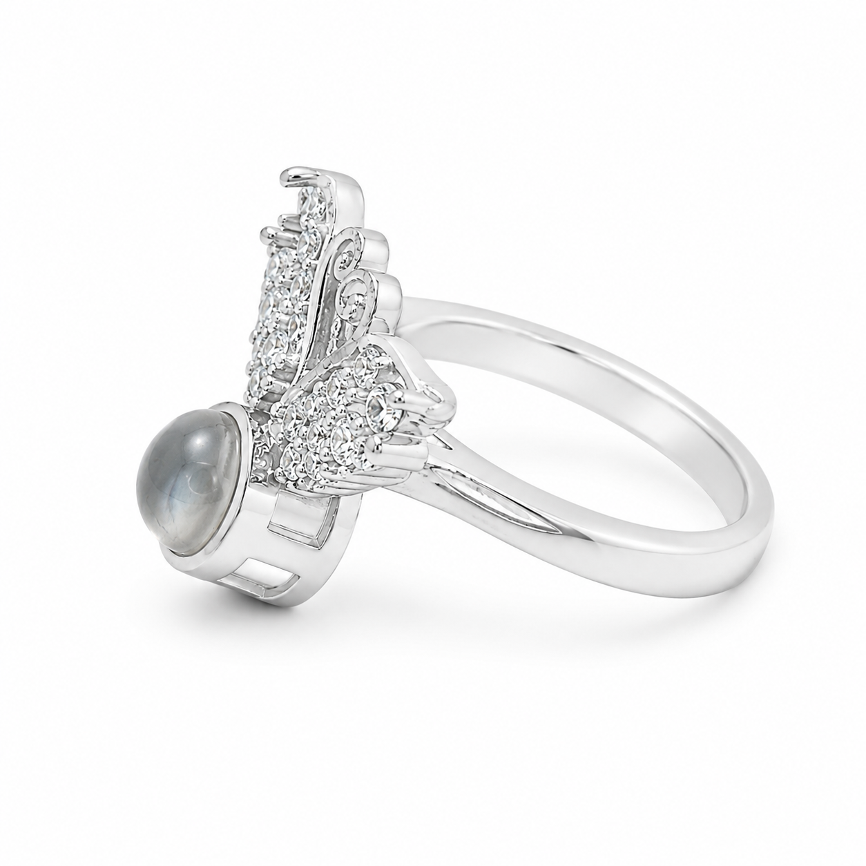 Floral Swirl CZ Ring – 925 Sterling Silver – OYA by Gemkara view 3