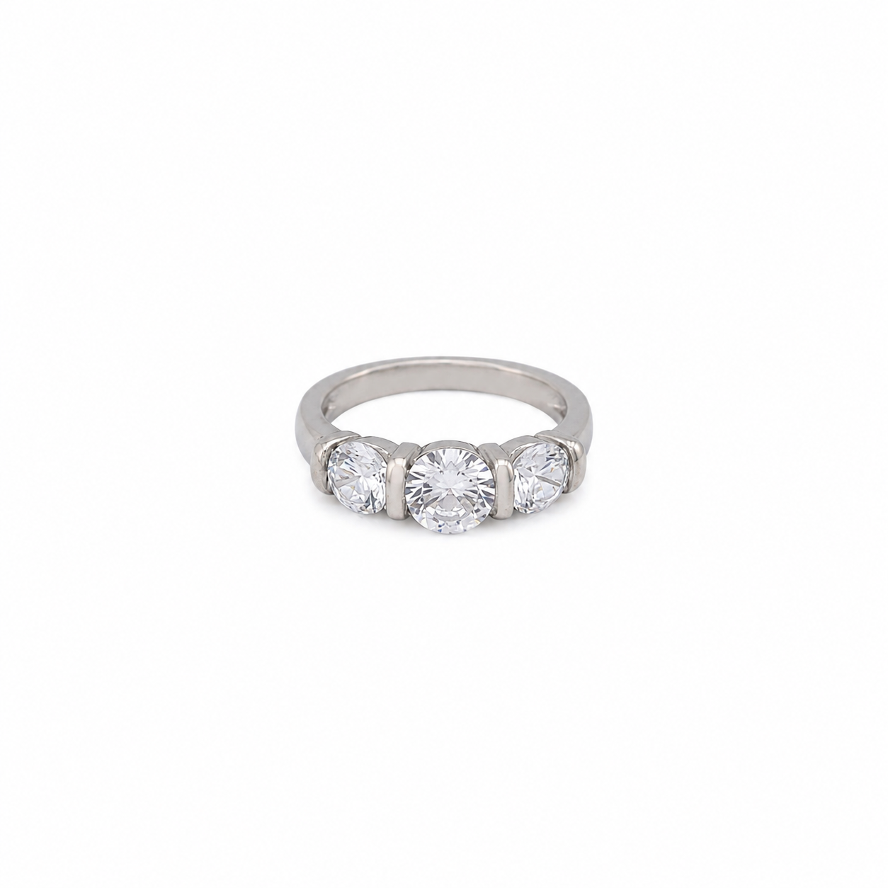 Three Stone Ring – 925 Sterling Silver – OYA by Gemkara view 1