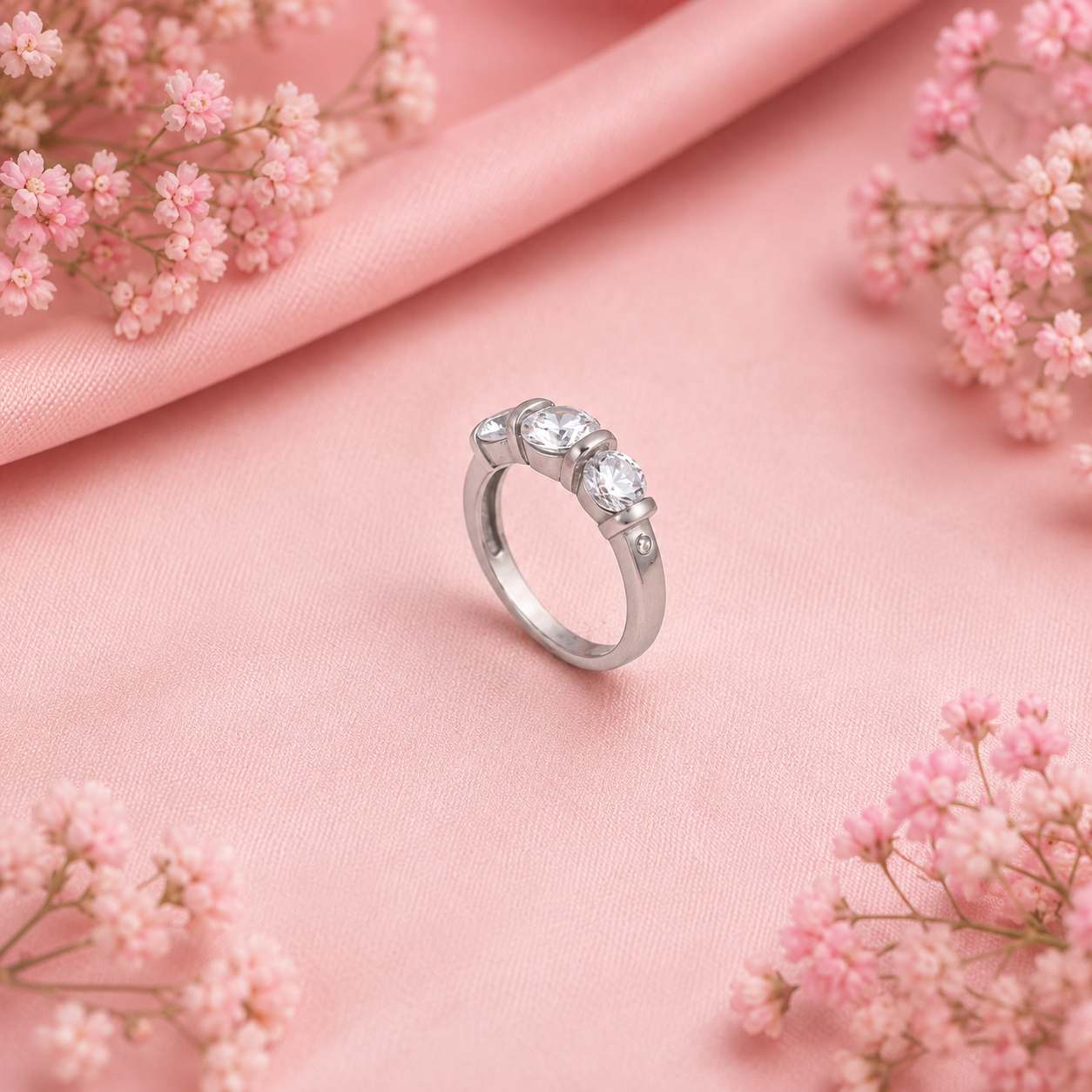 Three Stone Ring – 925 Sterling Silver – OYA by Gemkara view 3