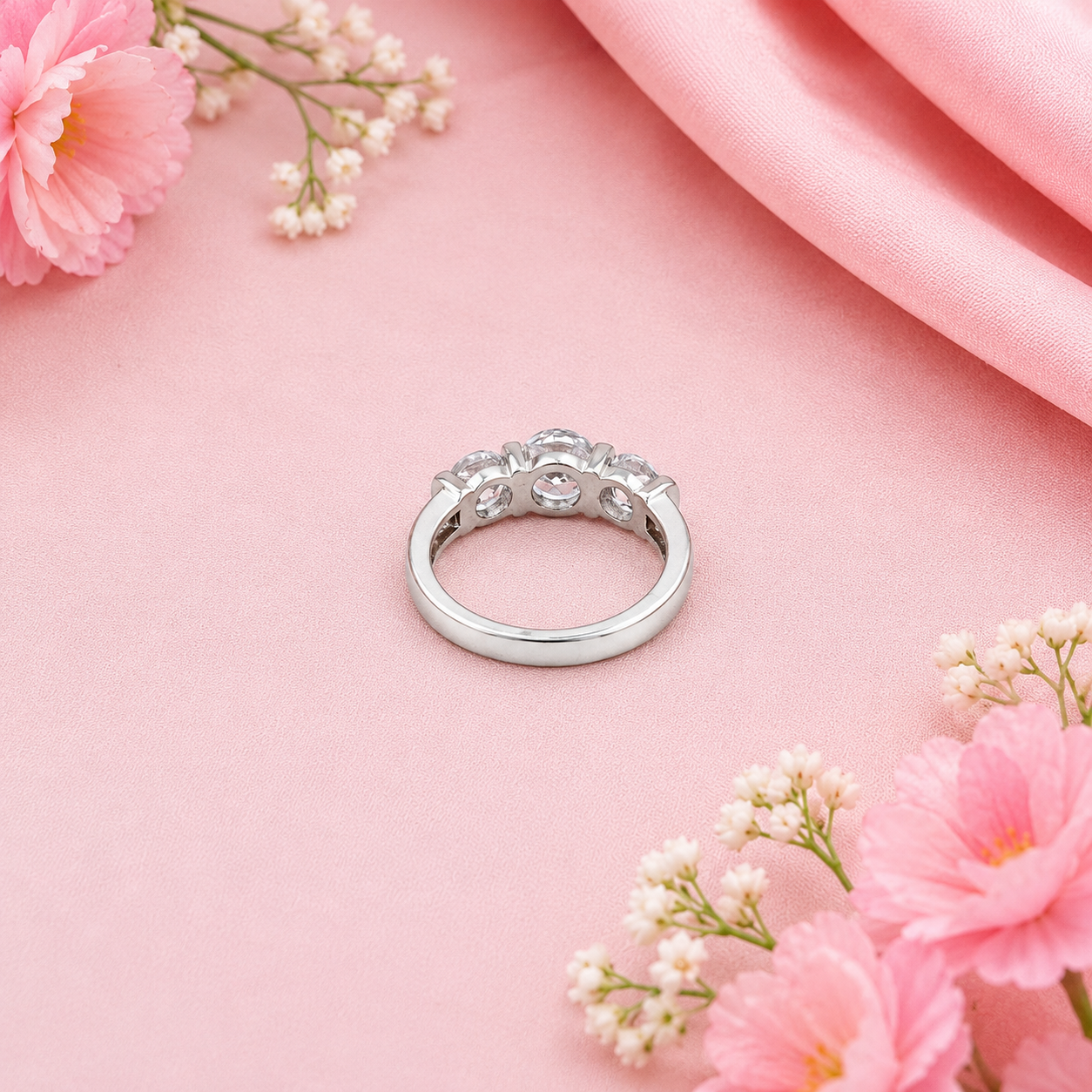Three Stone Ring – 925 Sterling Silver – OYA by Gemkara view 4
