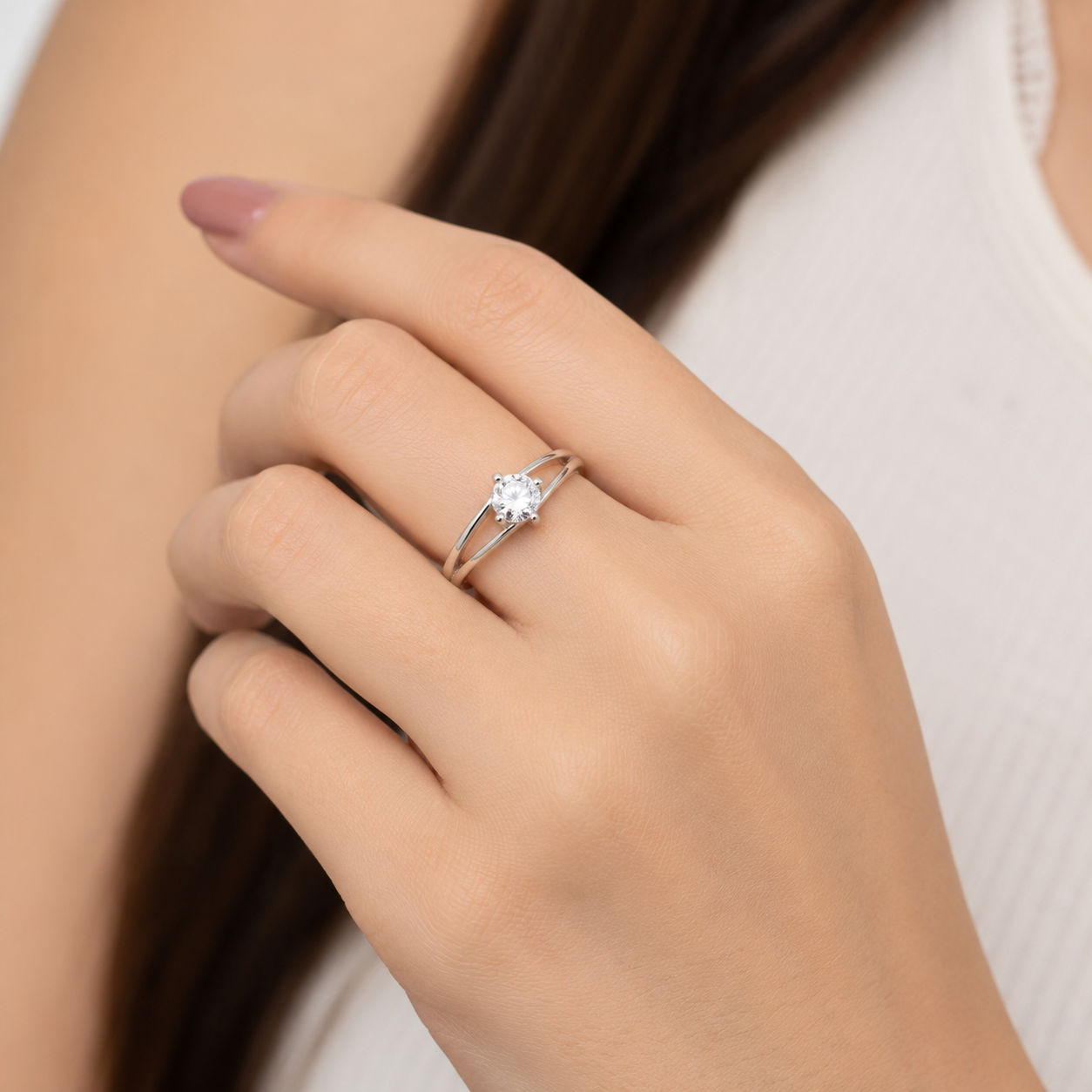 Split Shank Solitaire Ring – 925 Sterling Silver – OYA by Gemkara view 2