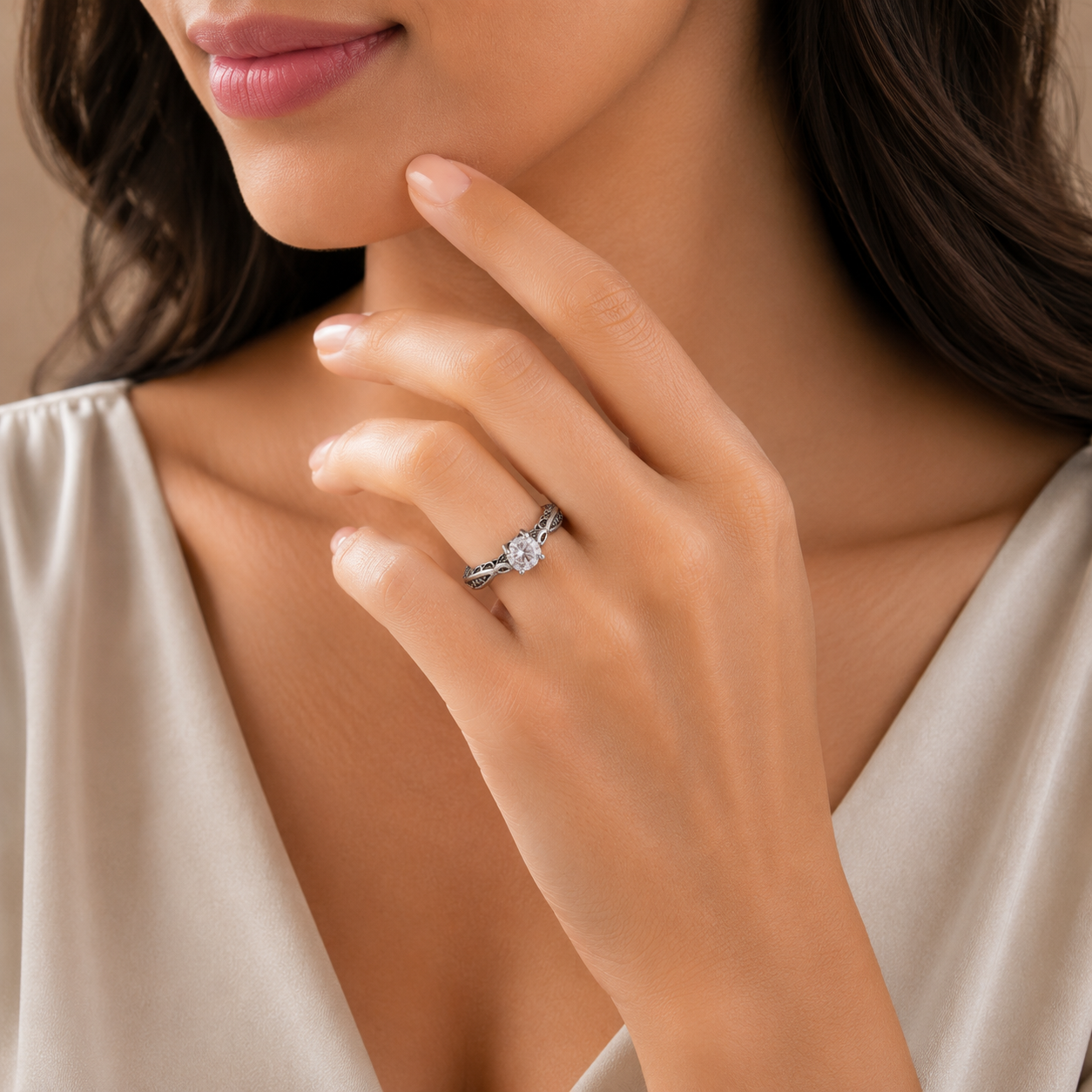 Solitaire Ring – 925 Sterling Silver – OYA by Gemkara view 2