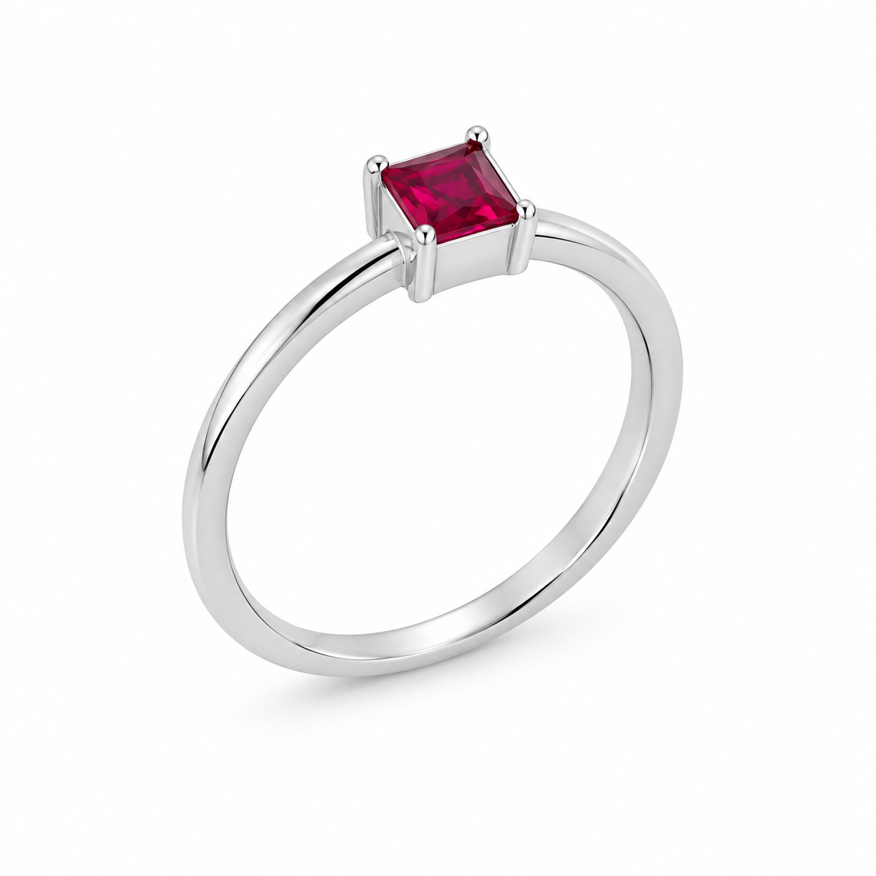 Princess Cut Ruby Ring – 925 Sterling Silver – OYA by Gemkara view 2
