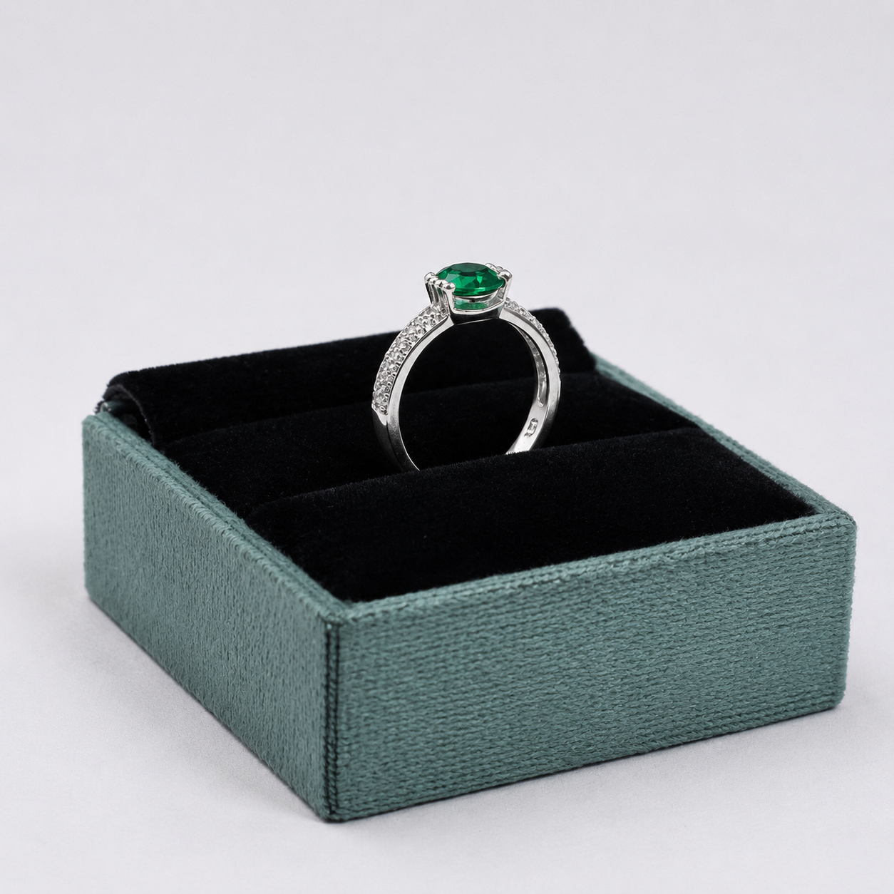 Emerald Glow Ring – 925 Sterling Silver – OYA by Gemkara view 2