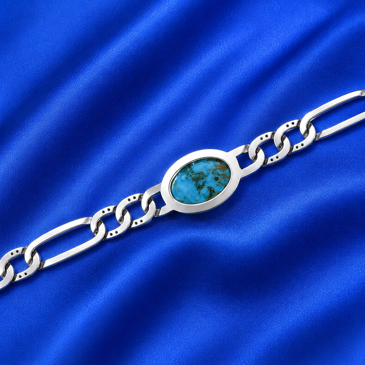 Turquoise Link Bracelet – 925 Sterling Silver – OYA by Gemkara view 3