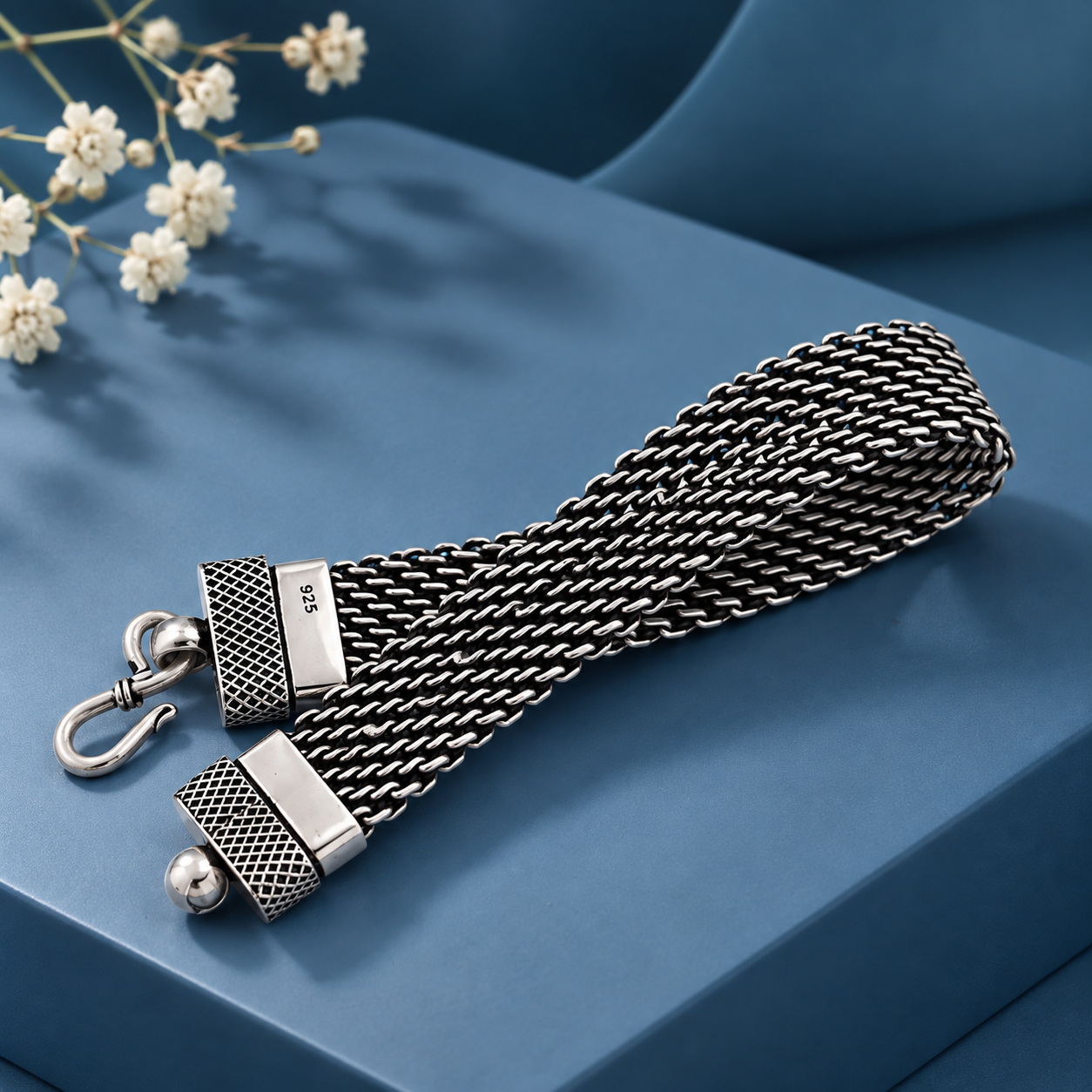 Antique Men’s Mesh Bracelet – 925 Sterling Silver – OYA by Gemkara view 4