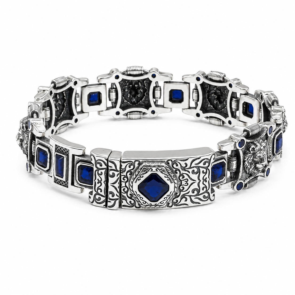 Sapphire Lion Bracelet – 925 Sterling Silver – OYA by Gemkara view 1
