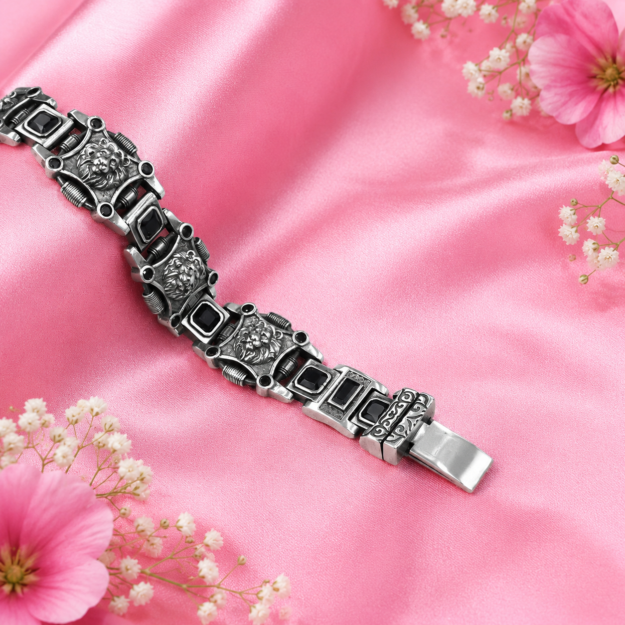 Sapphire Lion Bracelet – 925 Sterling Silver – OYA by Gemkara view 4
