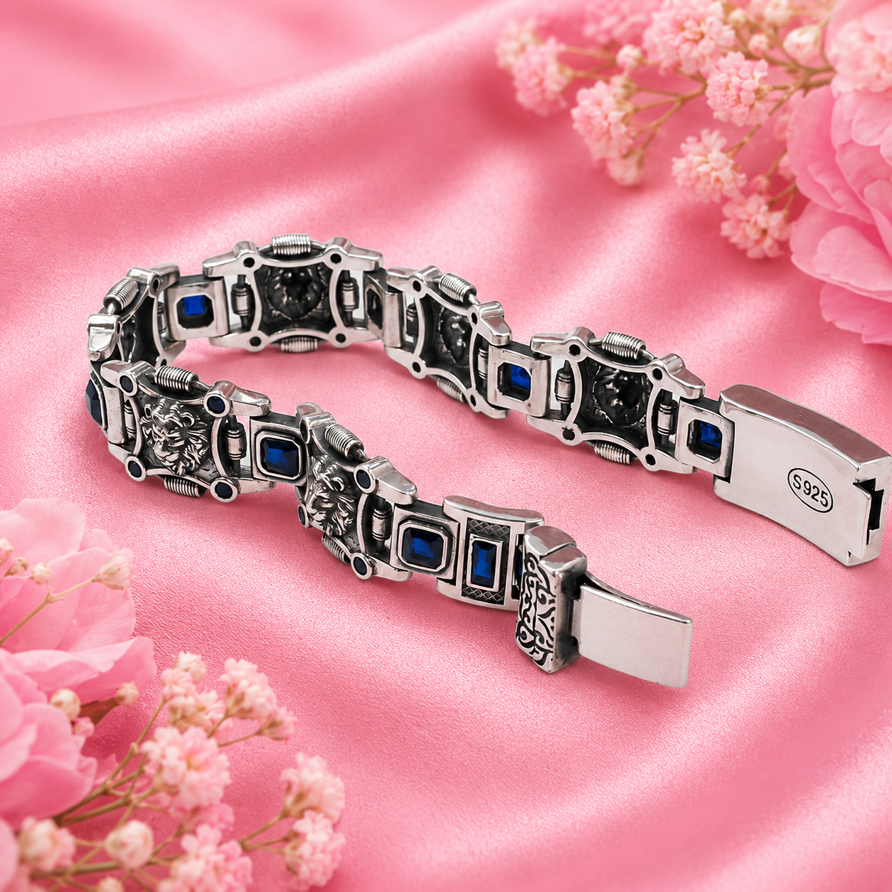 Imperial Blue Sapphire Bracelet – 925 Sterling Silver – OYA by Gemkara view 3