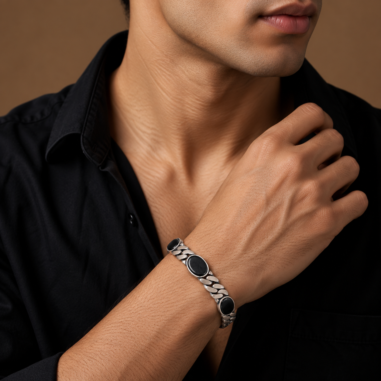 Antique Men’s Black Chain Bracelet preview