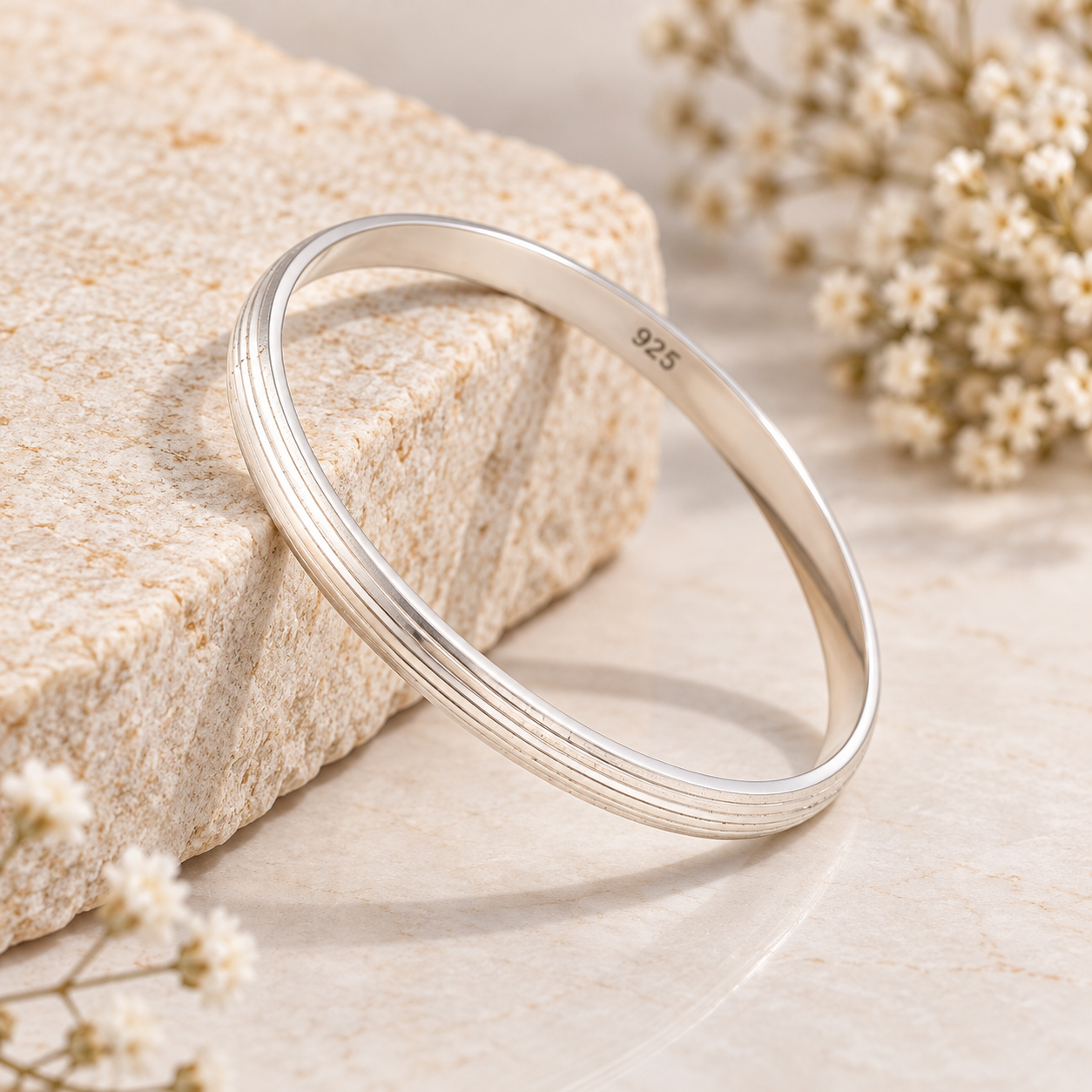 Textured Kada – 925 Sterling Silver – OYA by Gemkara view 3