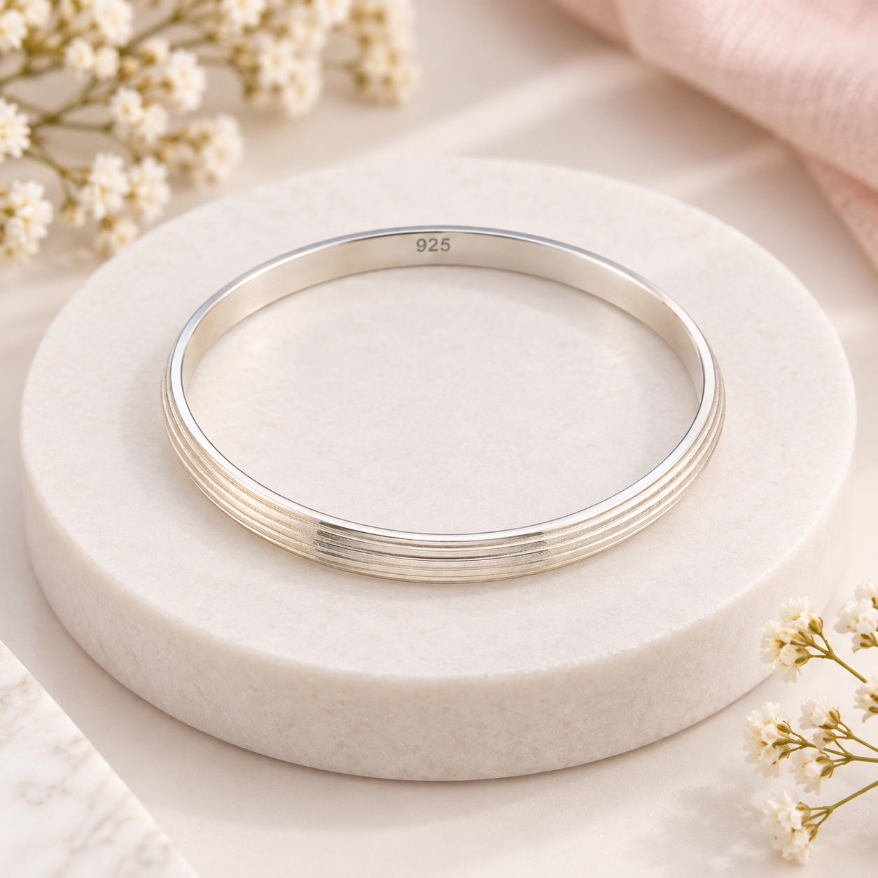 Textured Kada – 925 Sterling Silver – OYA by Gemkara view 4