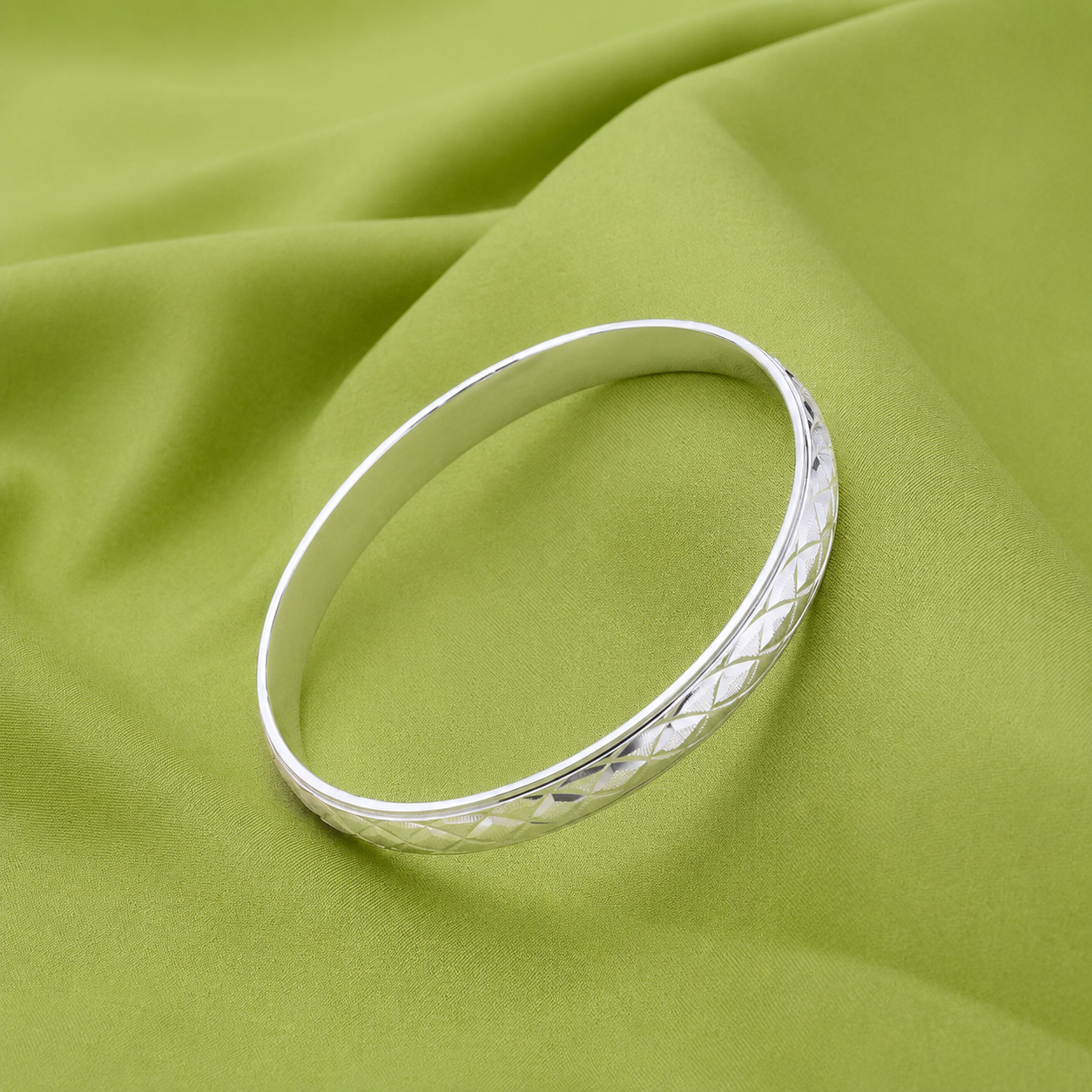Diamond Weave Kada – 925 Sterling Silver – OYA by Gemkara view 2