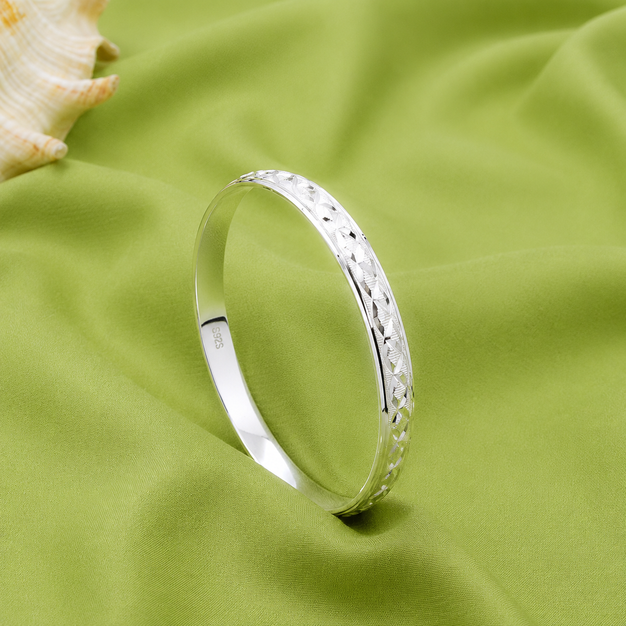 Diamond Weave Kada – 925 Sterling Silver – OYA by Gemkara view 3