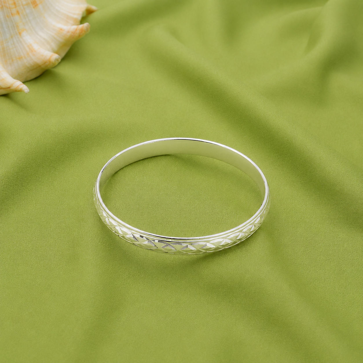 Diamond Weave Kada – 925 Sterling Silver – OYA by Gemkara view 4