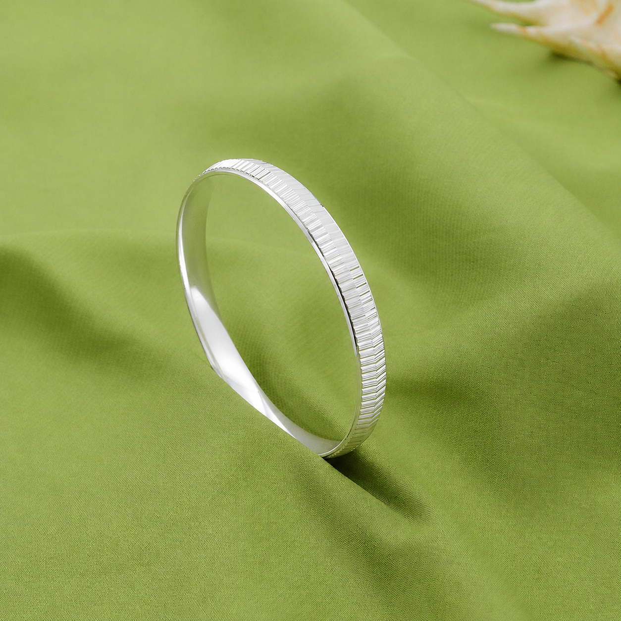 Lined Edge Kada – 925 Sterling Silver – OYA by Gemkara view 2