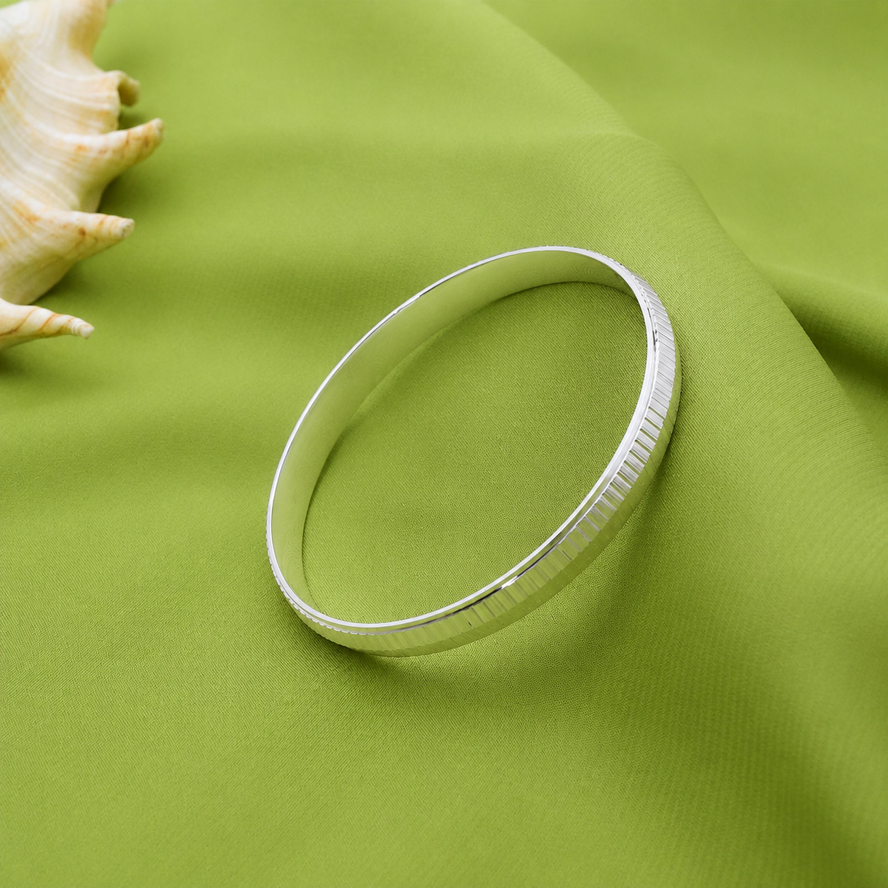 Lined Edge Kada – 925 Sterling Silver – OYA by Gemkara view 3
